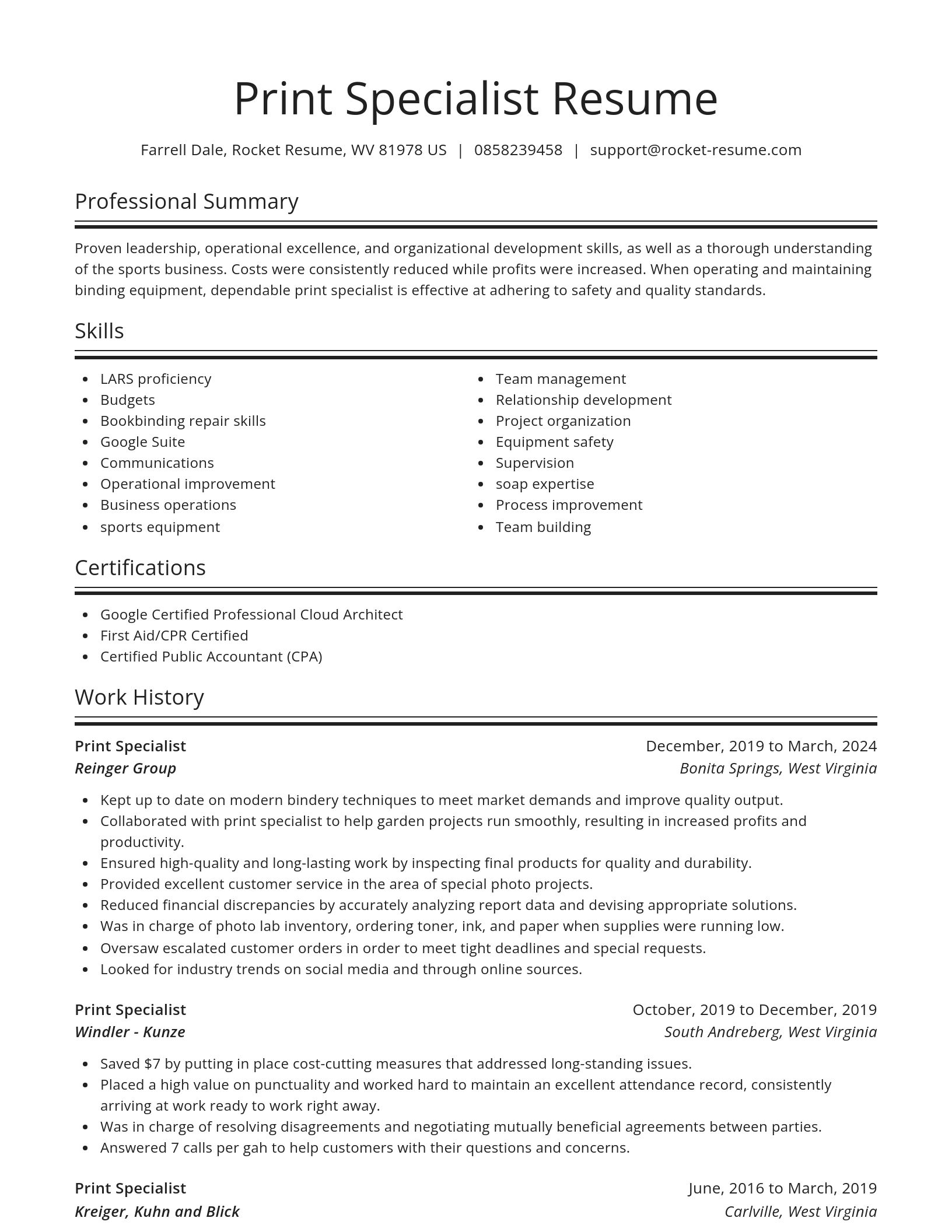 Spotlight resume template