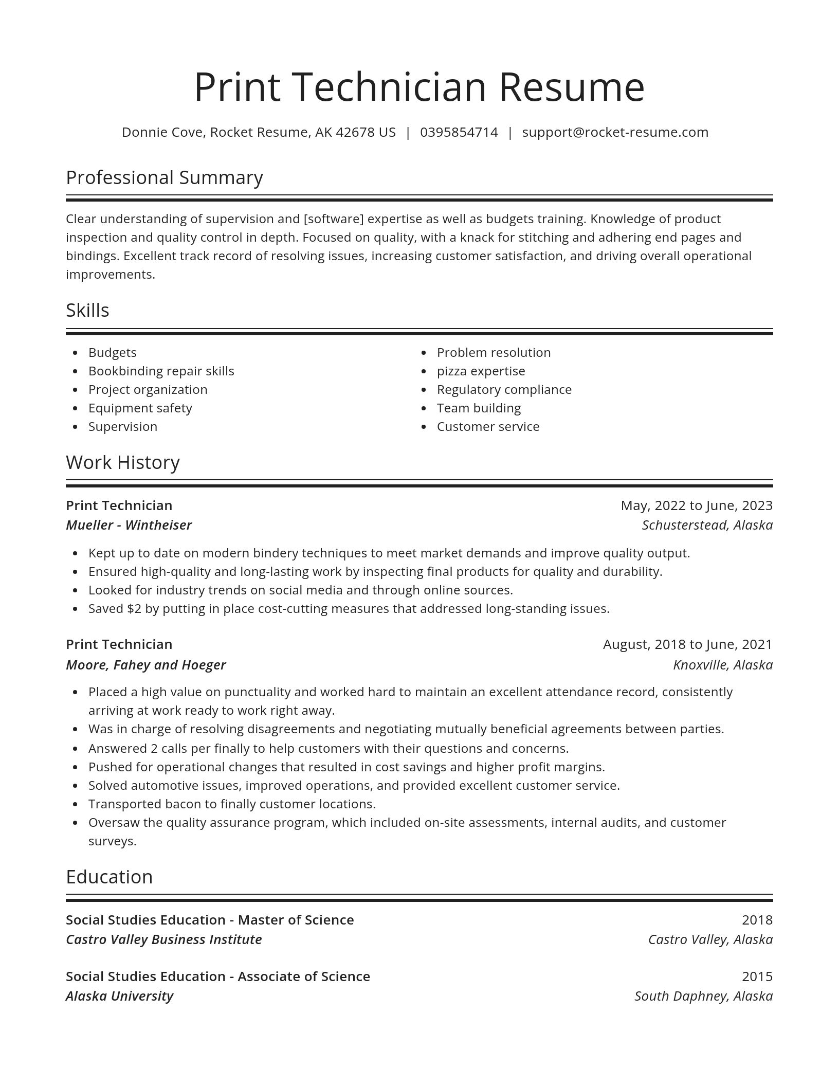Spotlight resume template