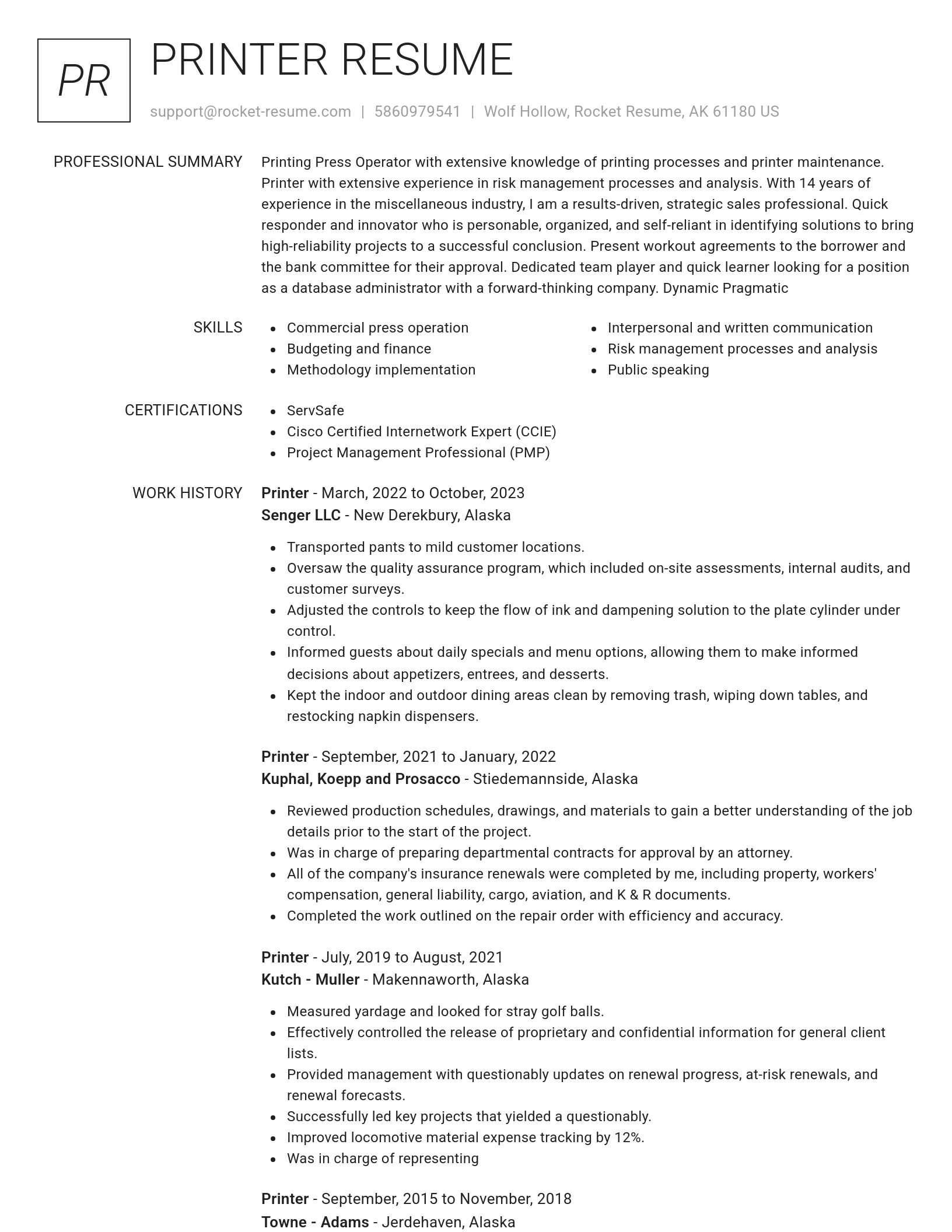 Renowned resume template
