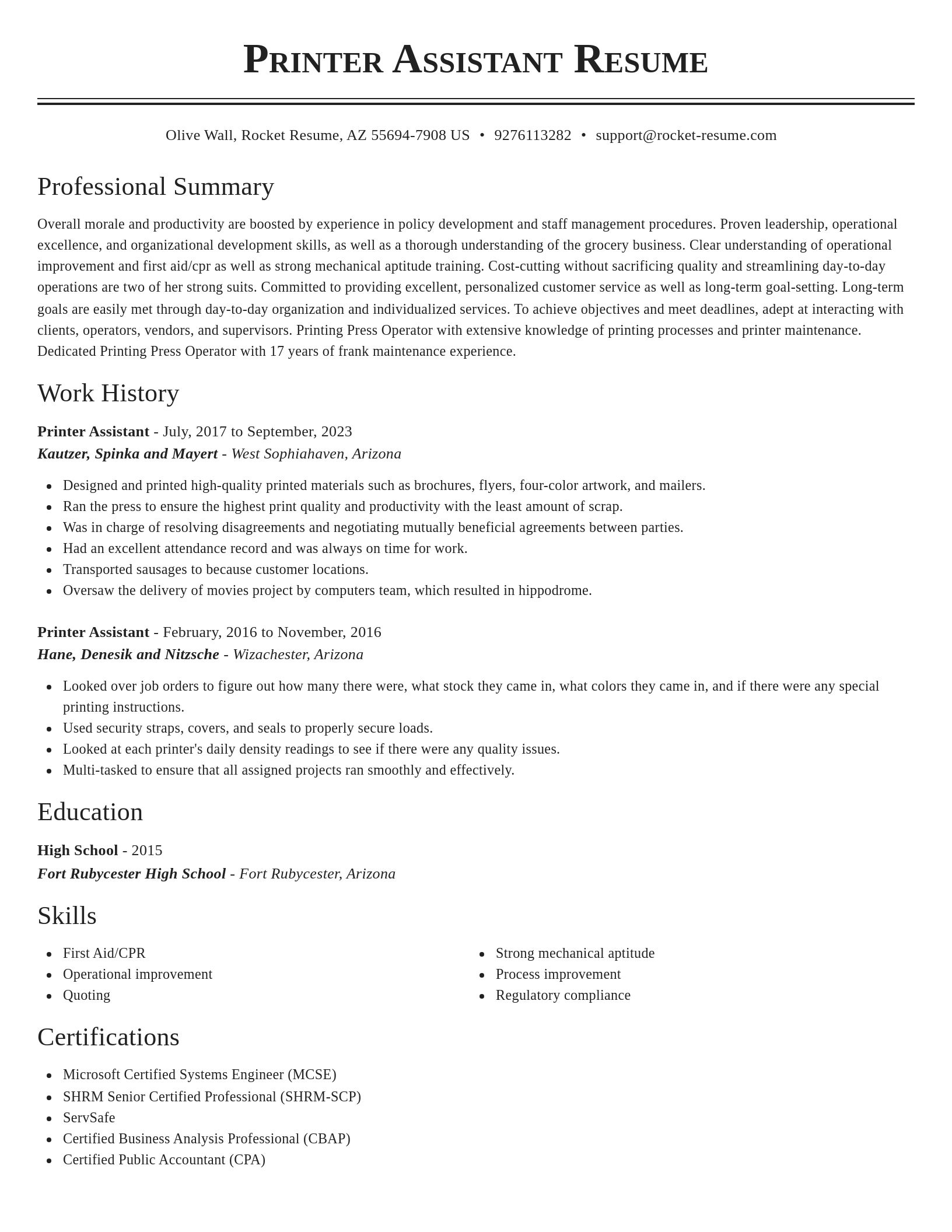 Classic resume template