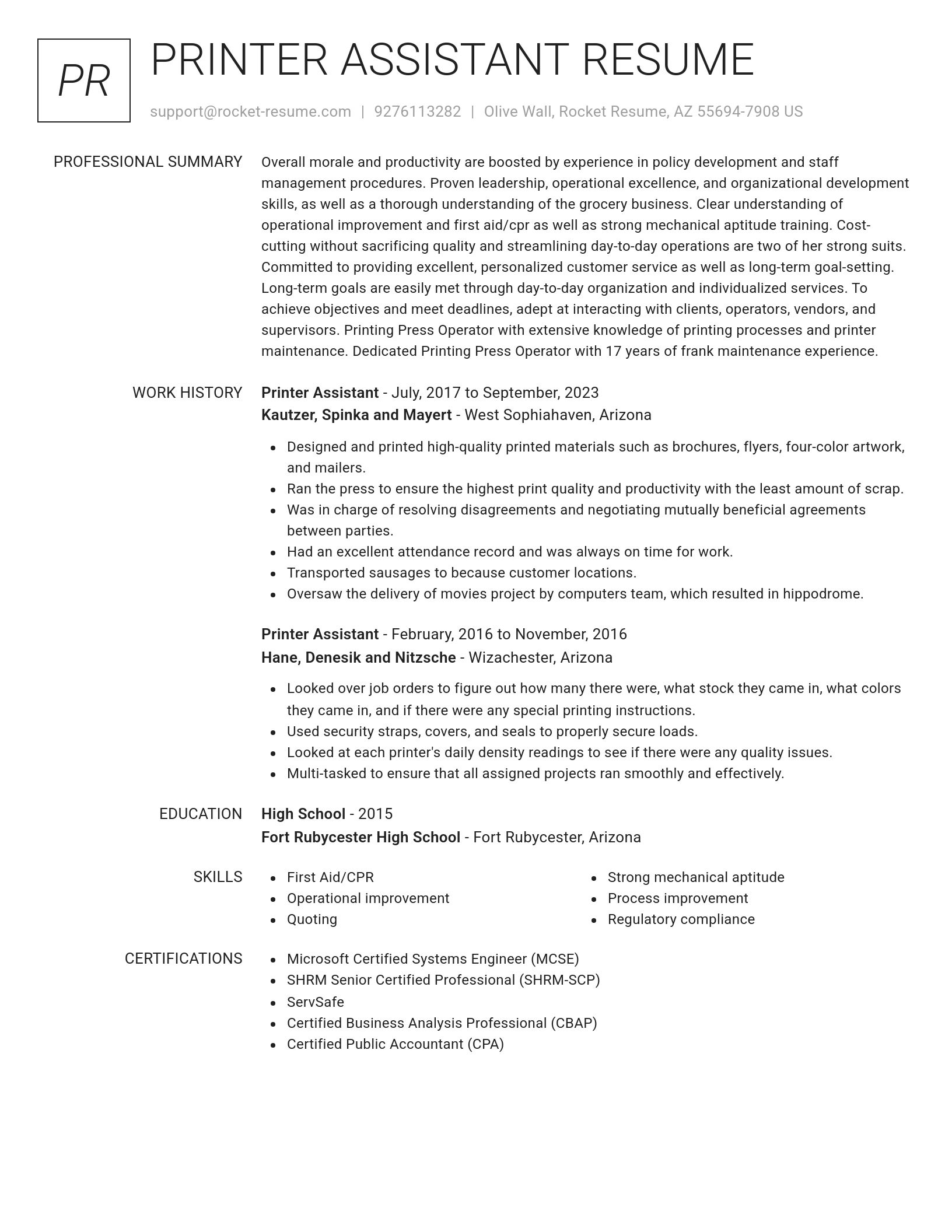 Renowned resume template