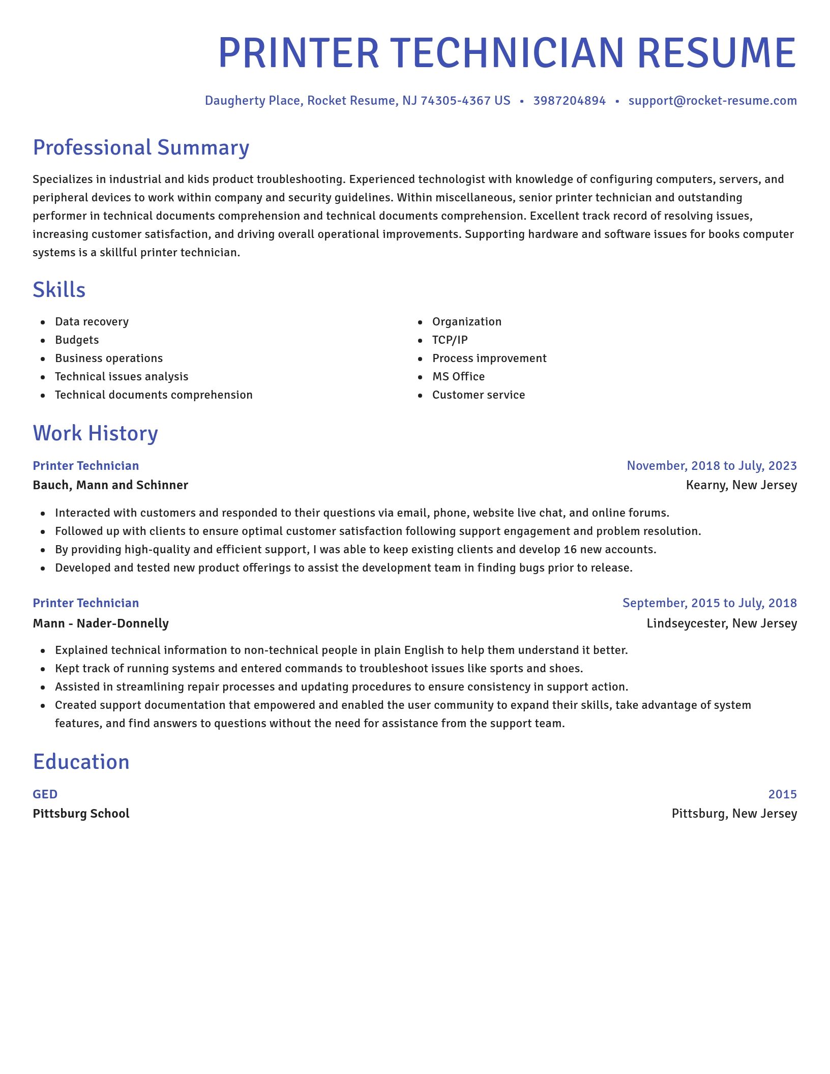 Novel resume template