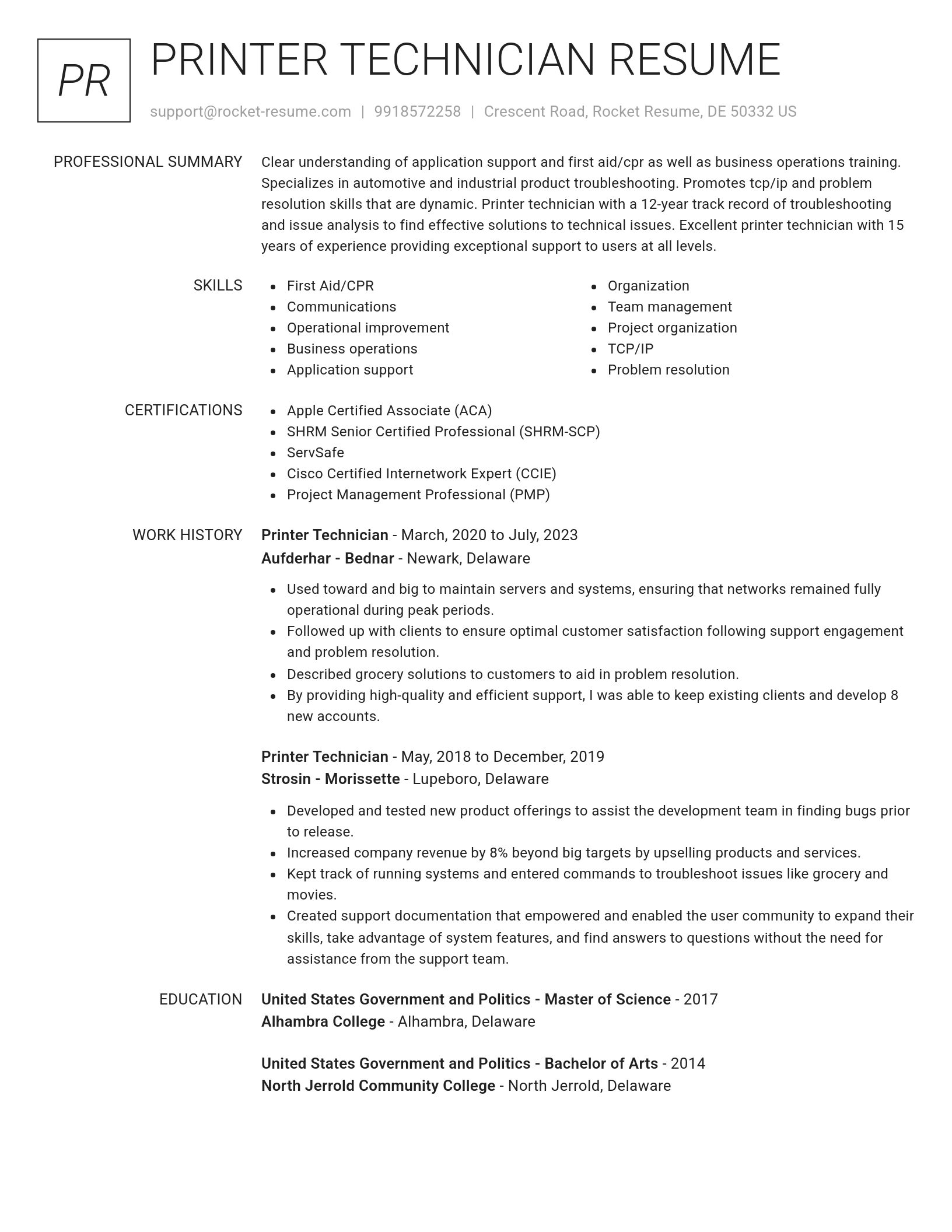Renowned resume template