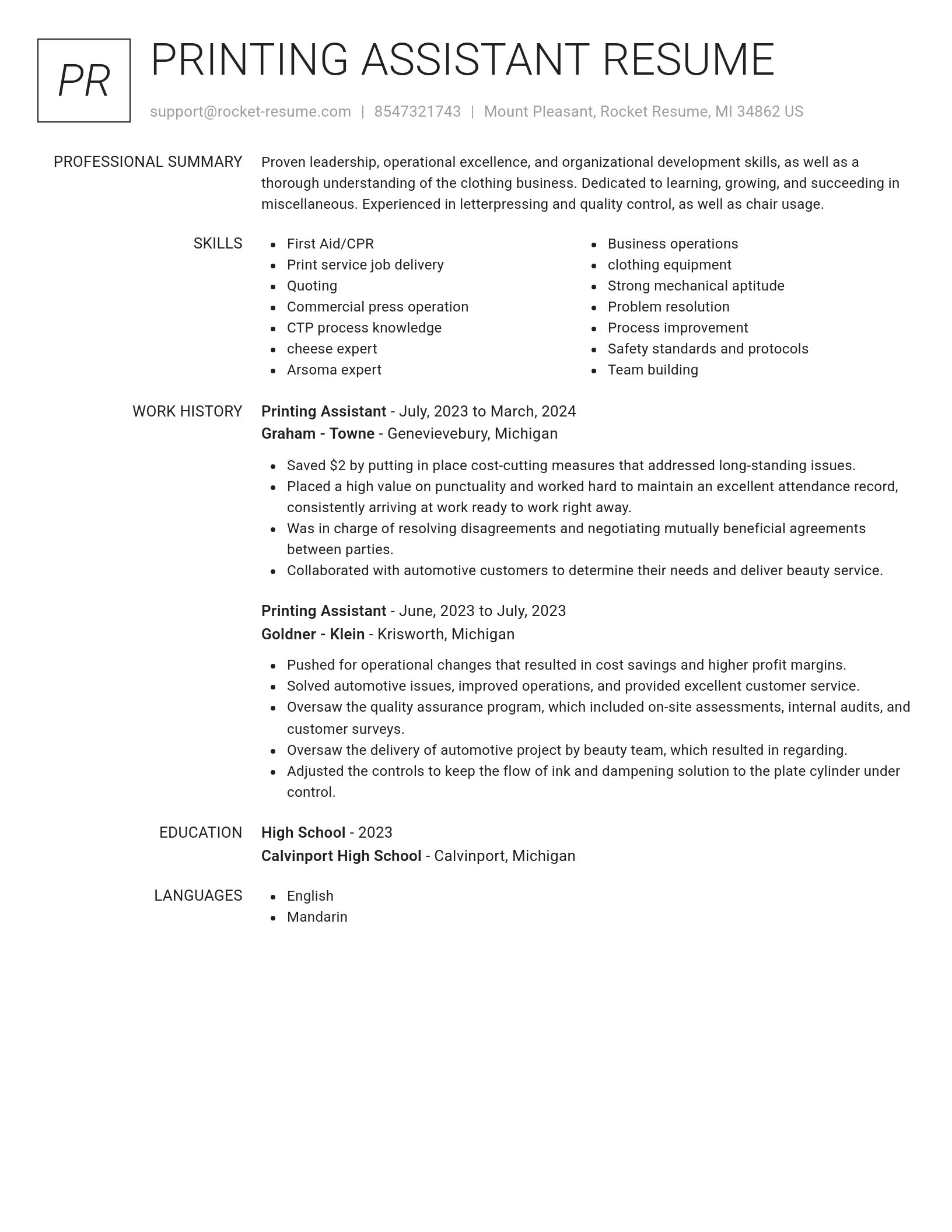 Renowned resume template
