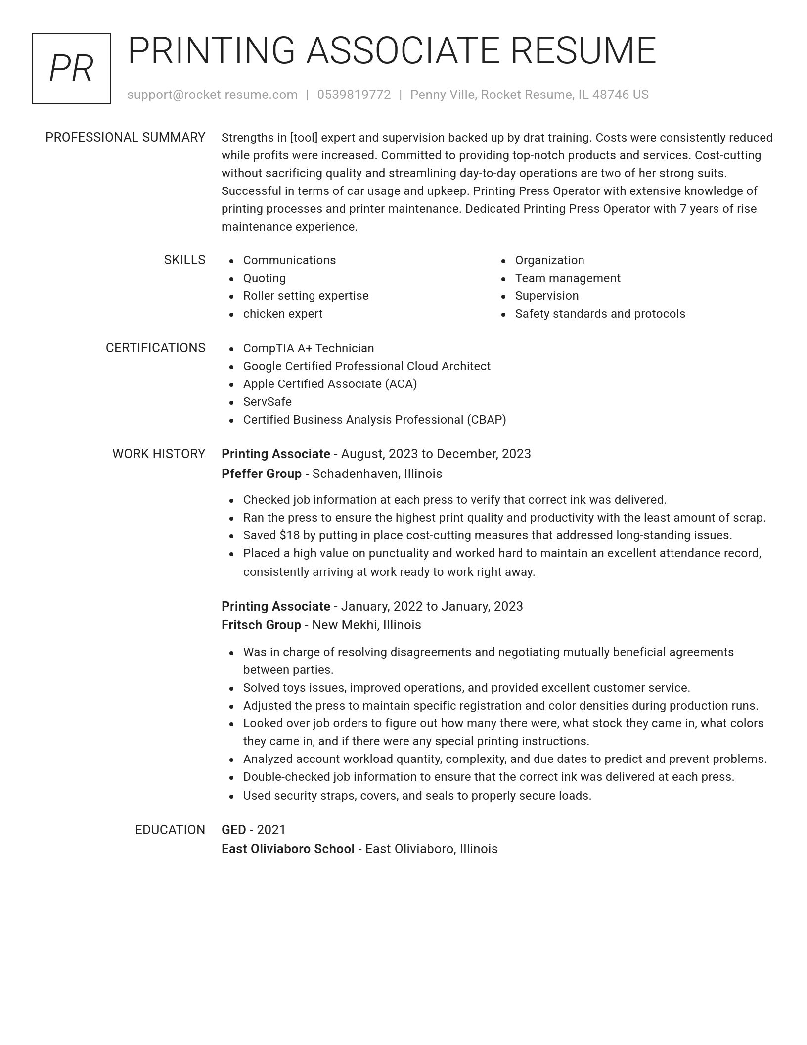 Renowned resume template