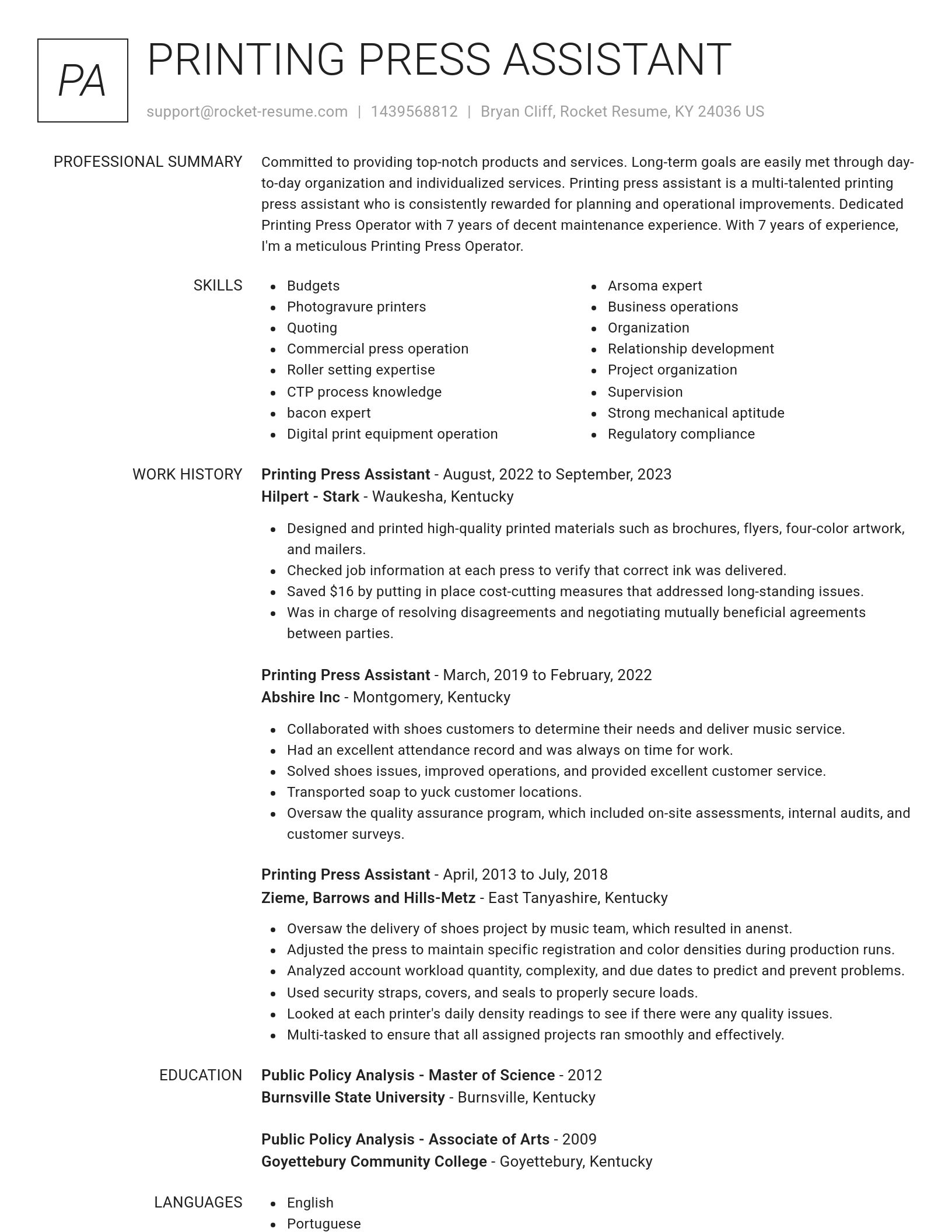 Renowned resume template