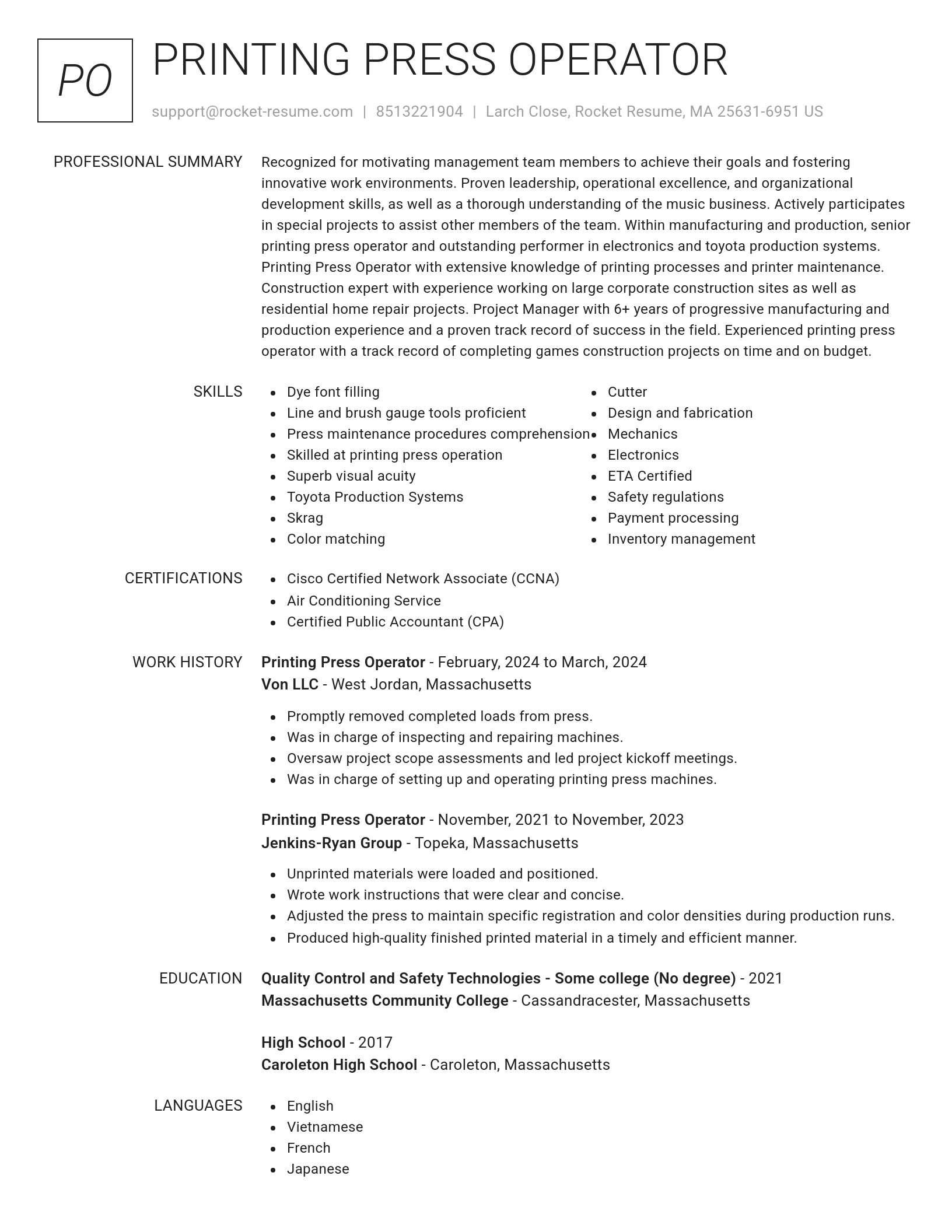 Renowned resume template