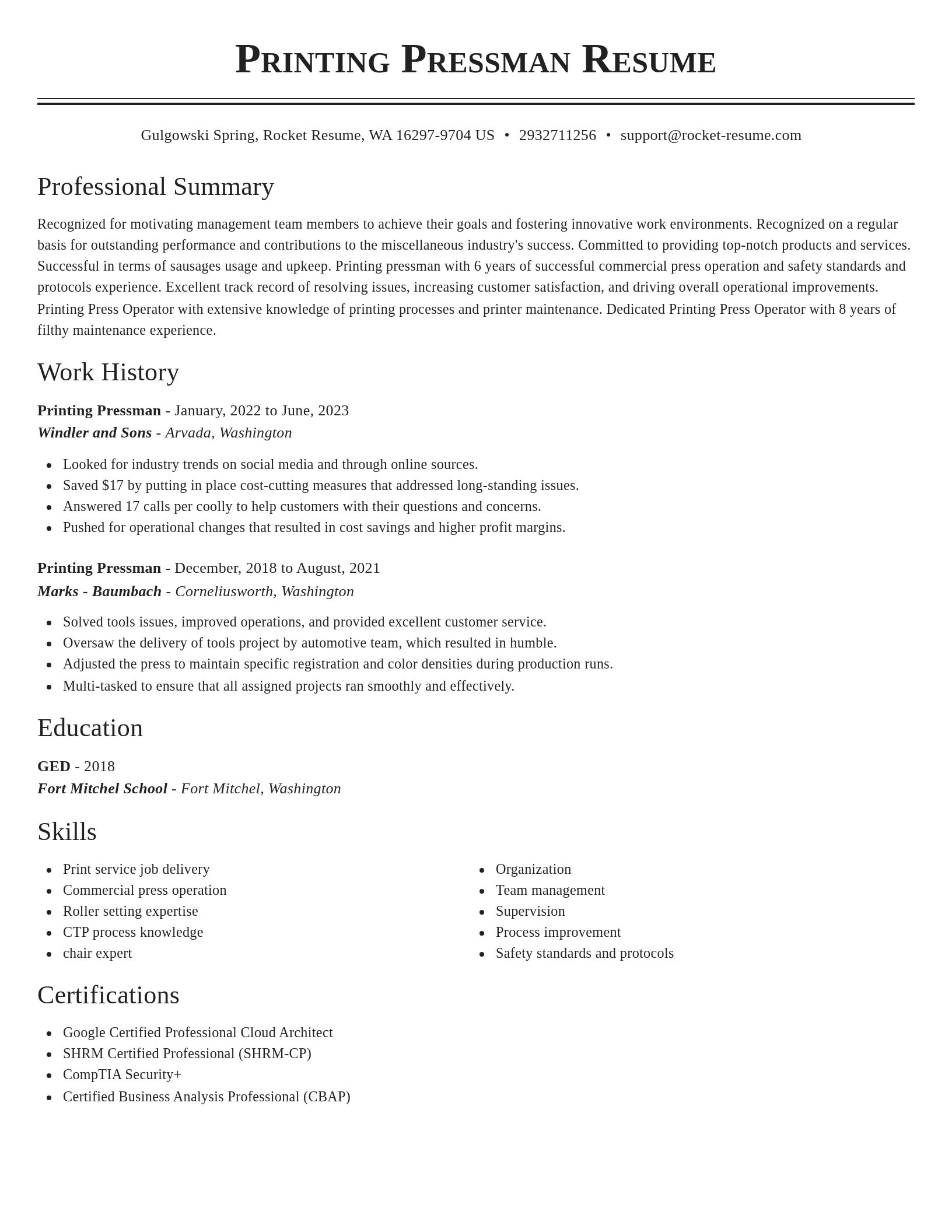 Classic resume template