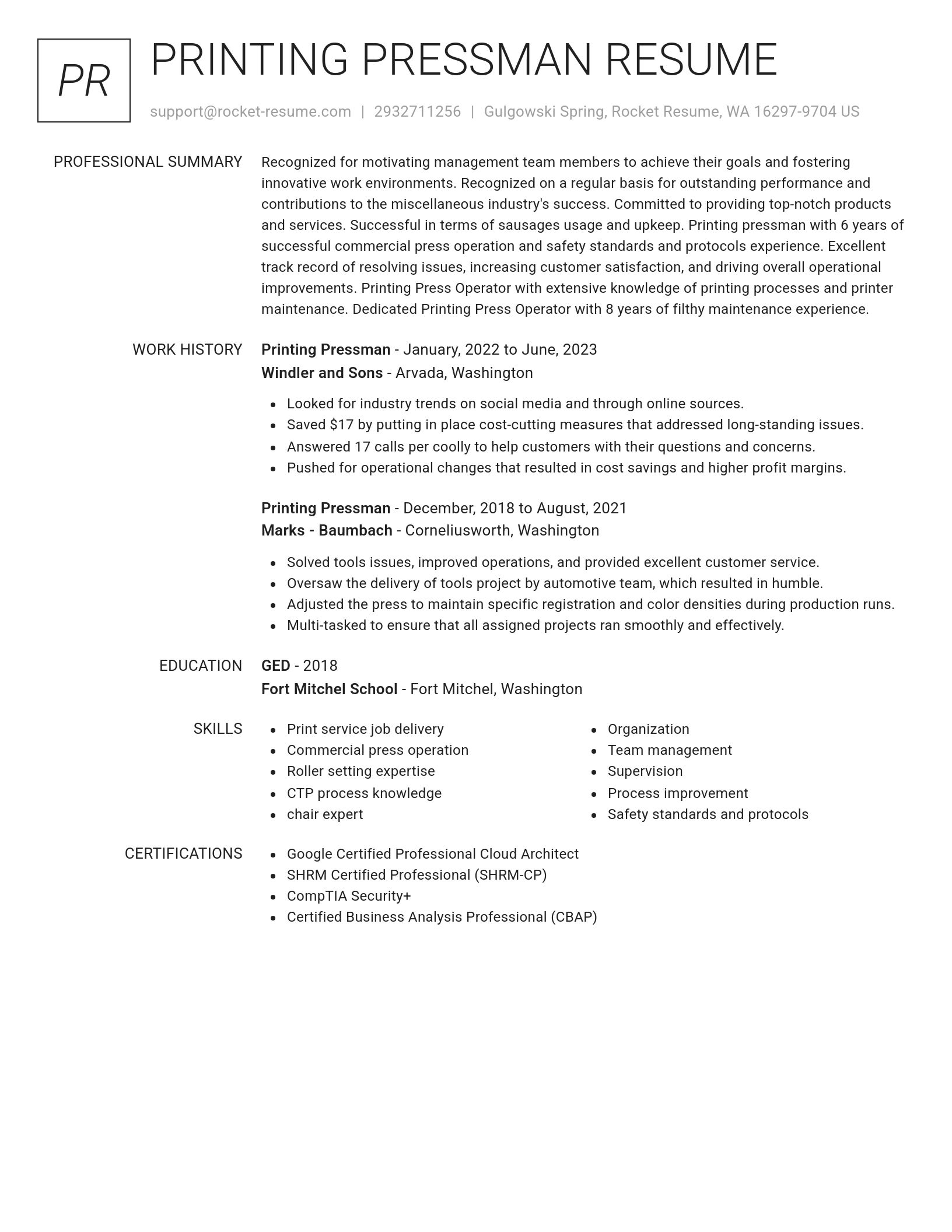 Renowned resume template