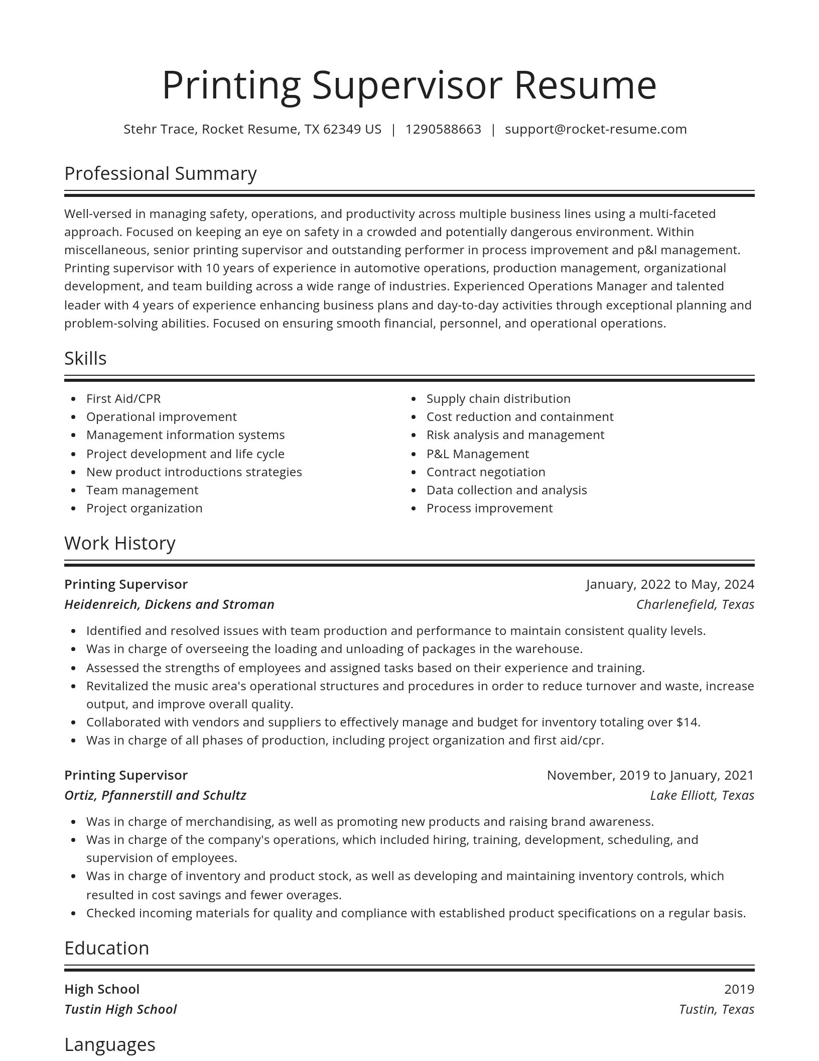 Spotlight resume template