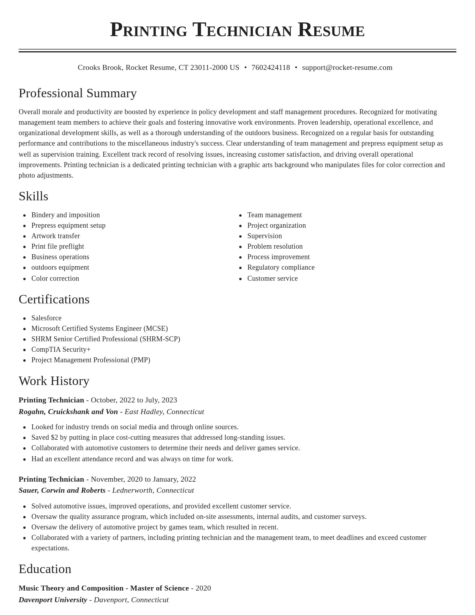 Classic resume template