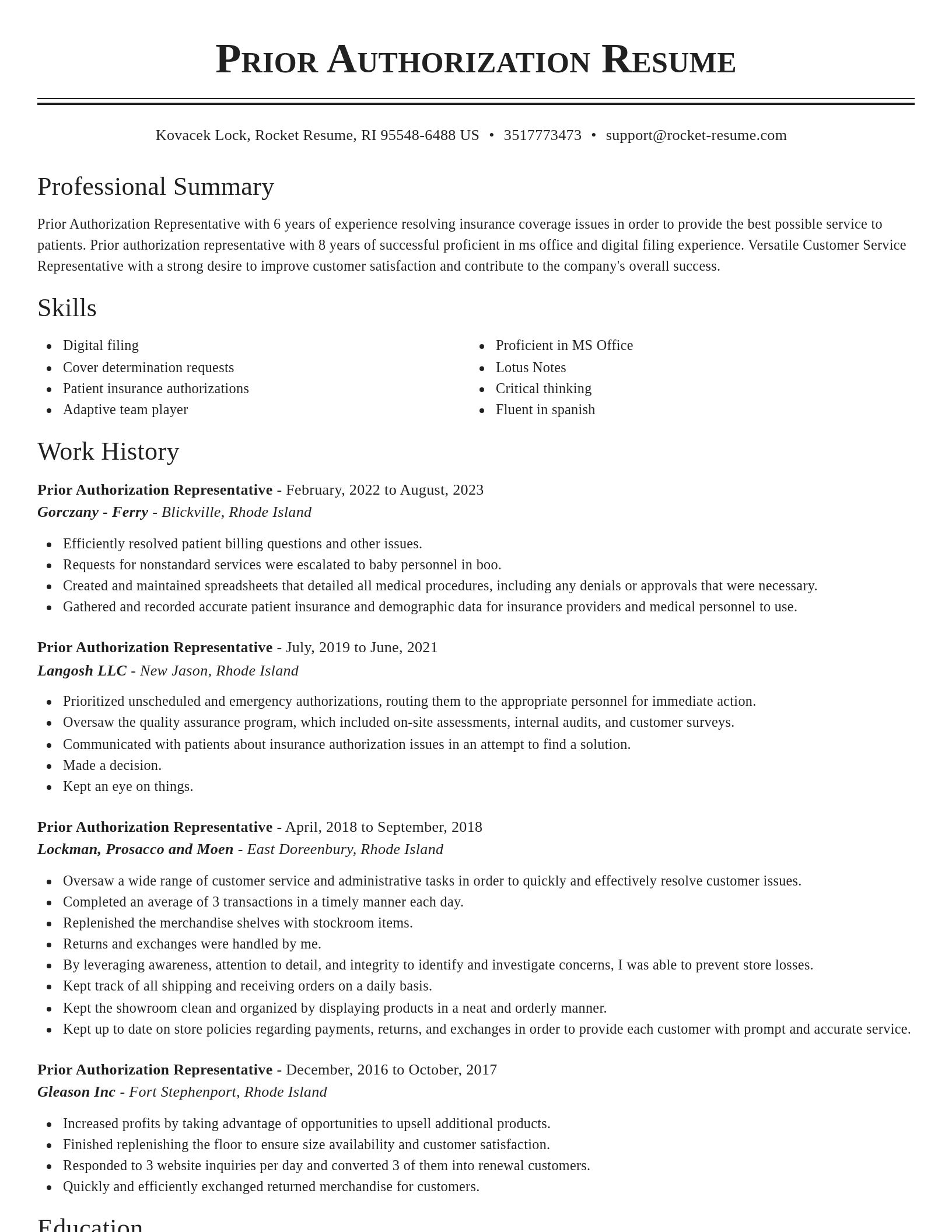 Classic resume template
