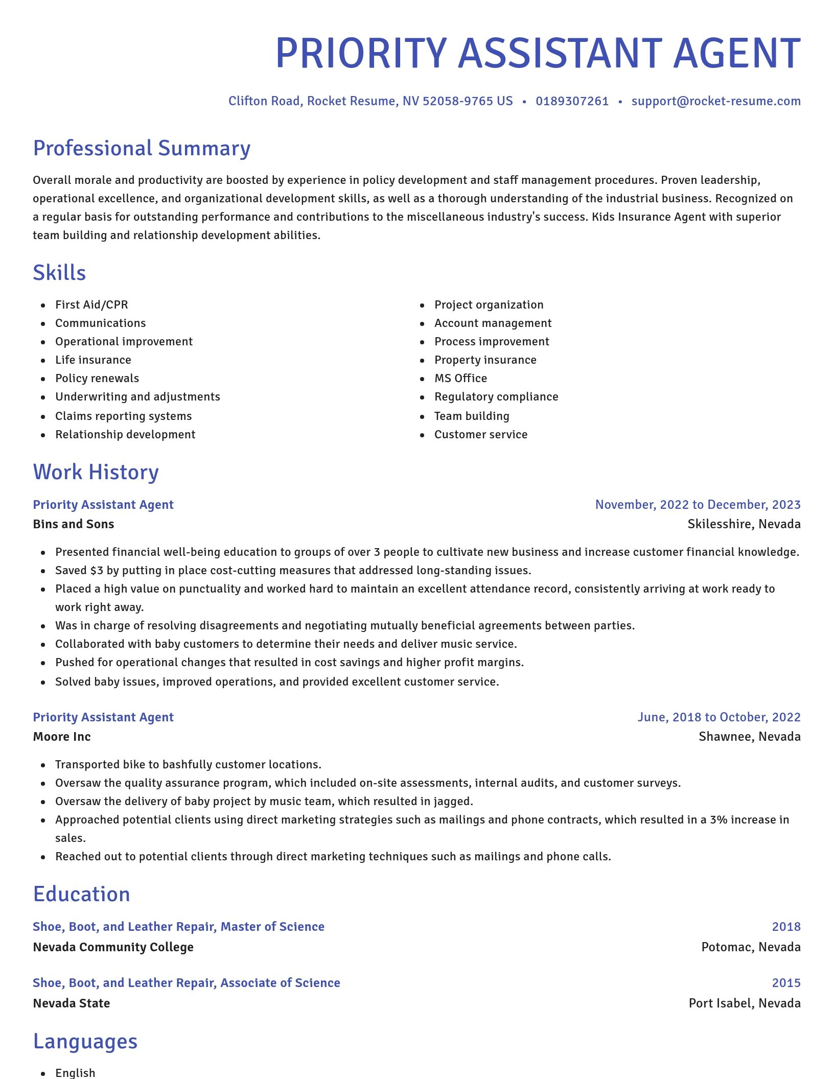 Novel resume template
