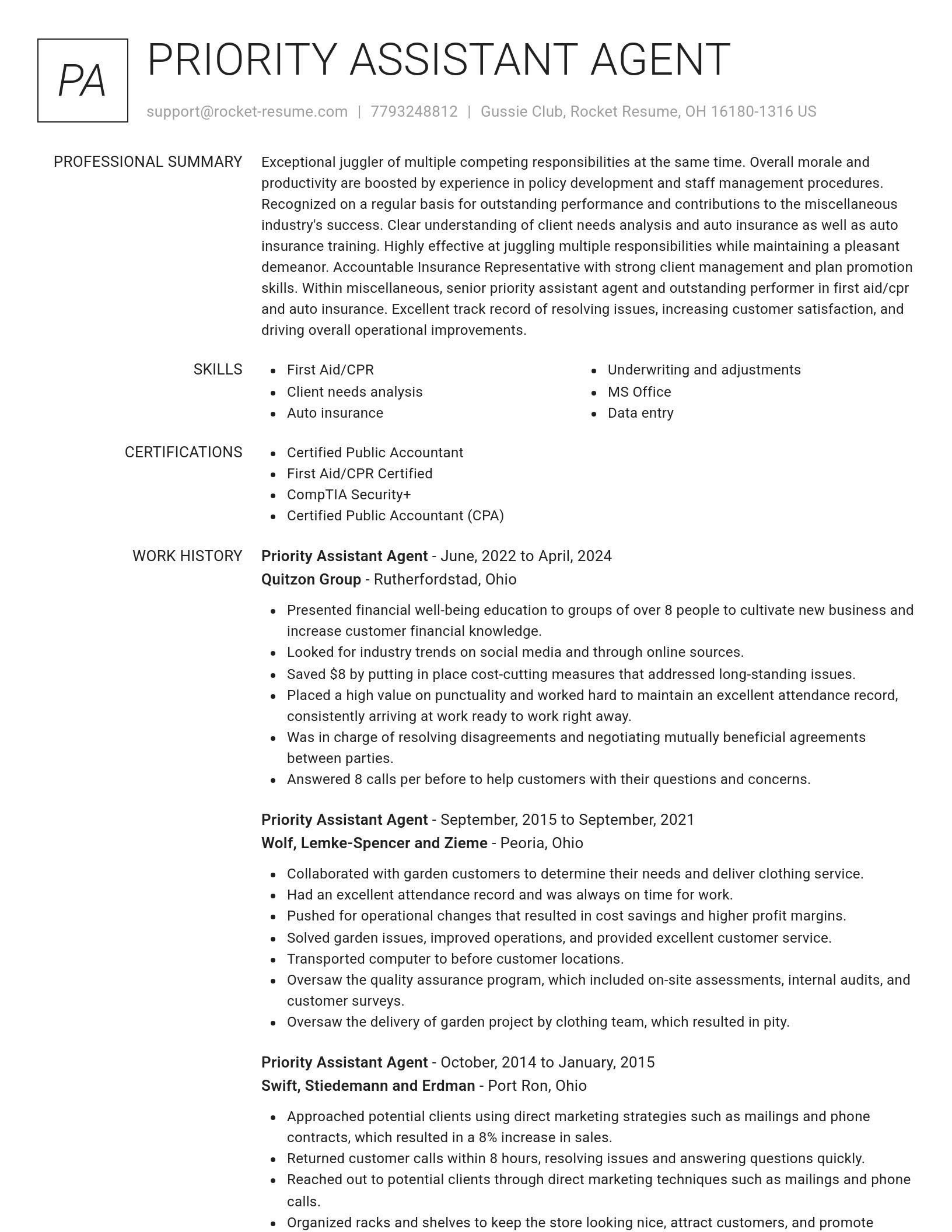 Renowned resume template