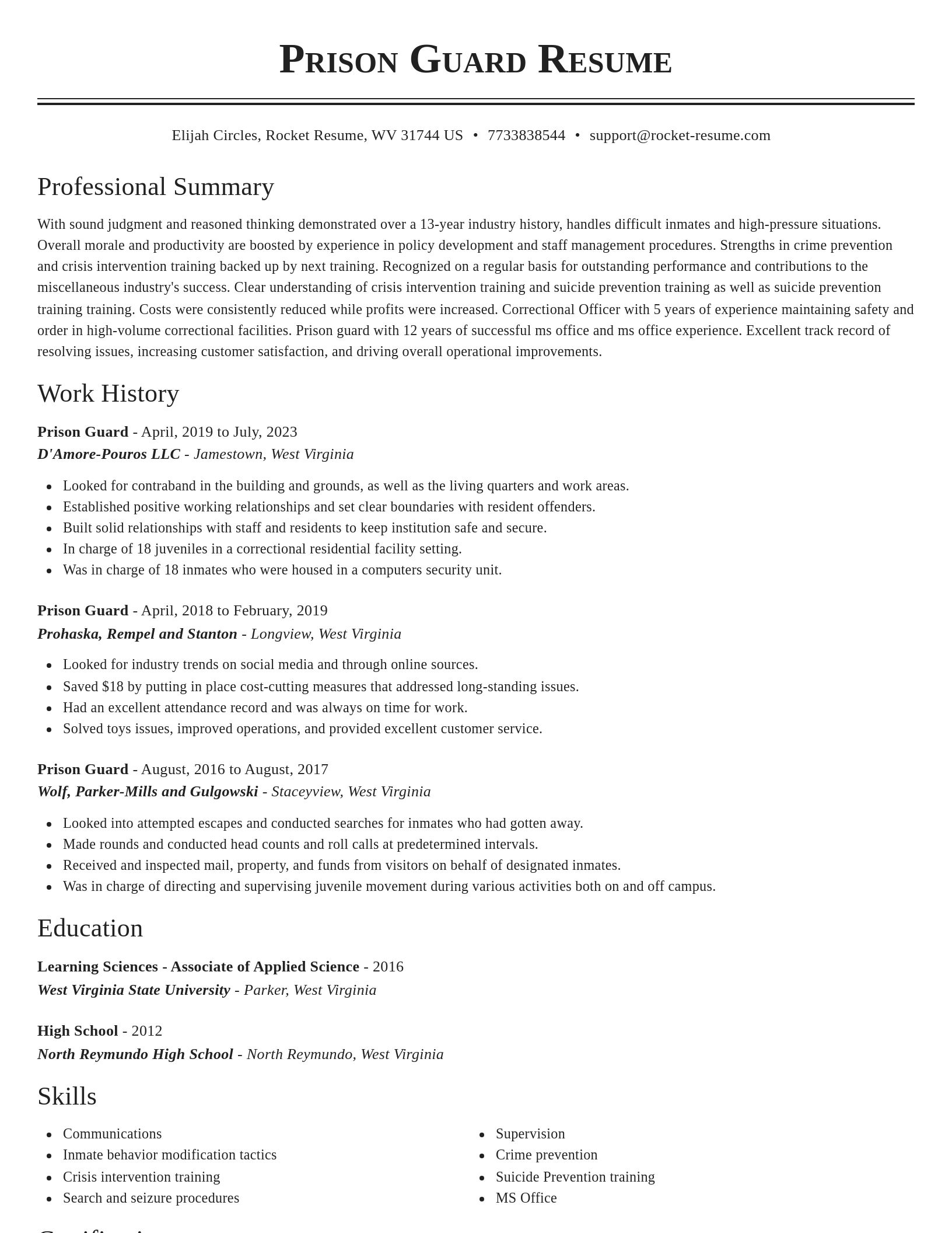 Classic resume template