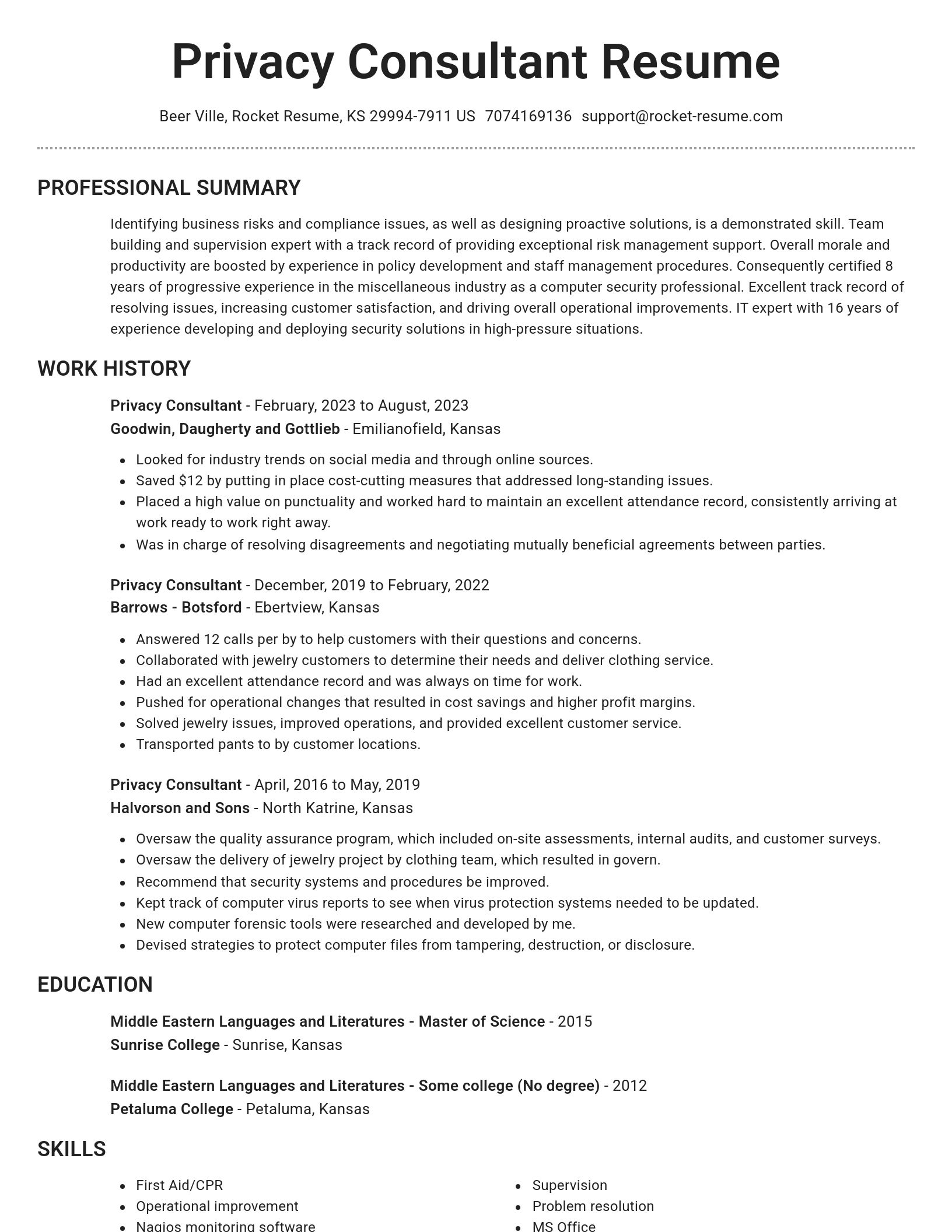 Brilliant resume template