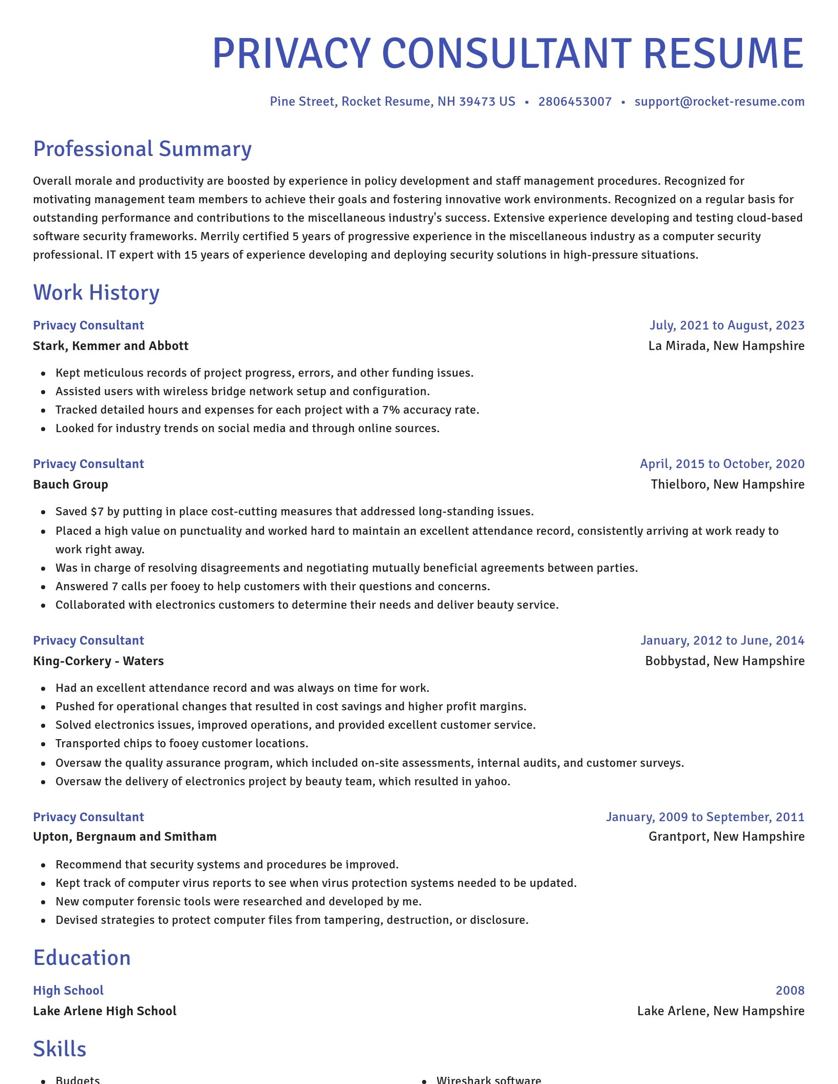 Novel resume template