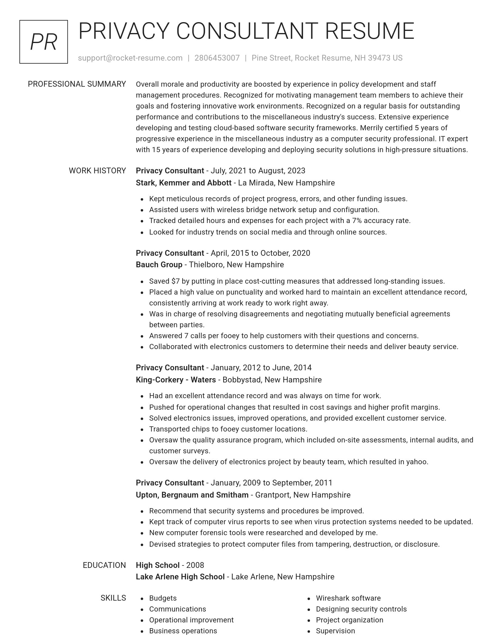 Renowned resume template