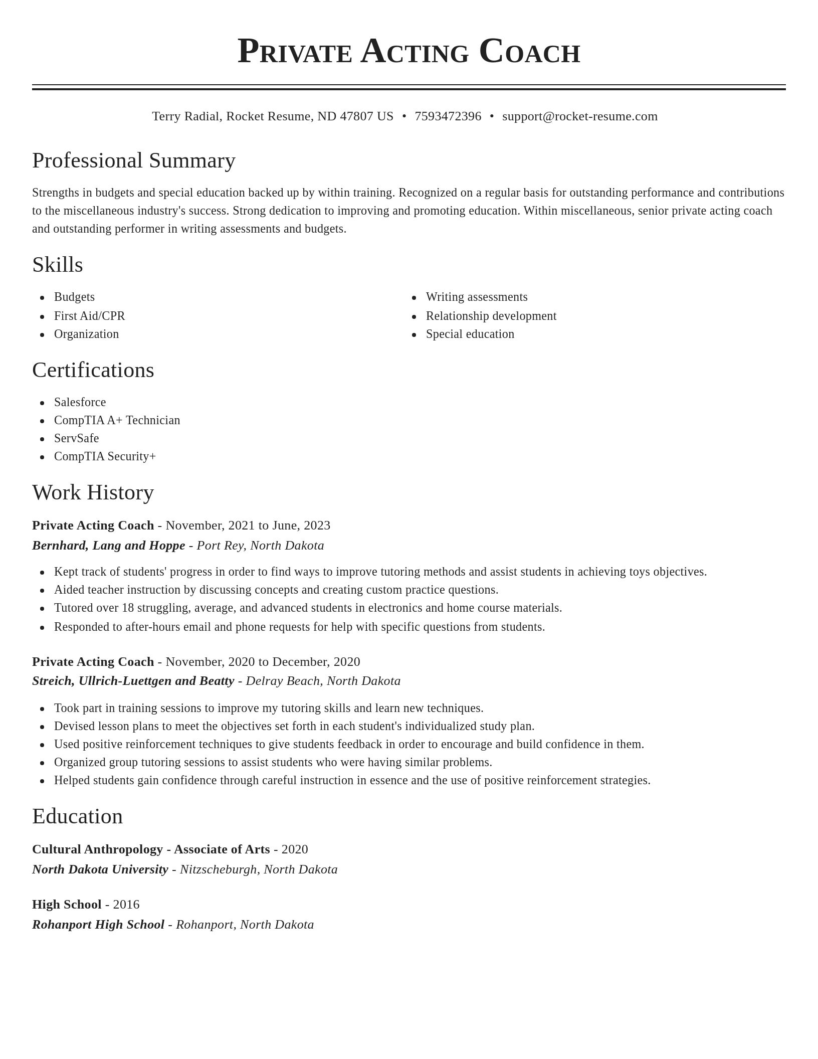 Classic resume template