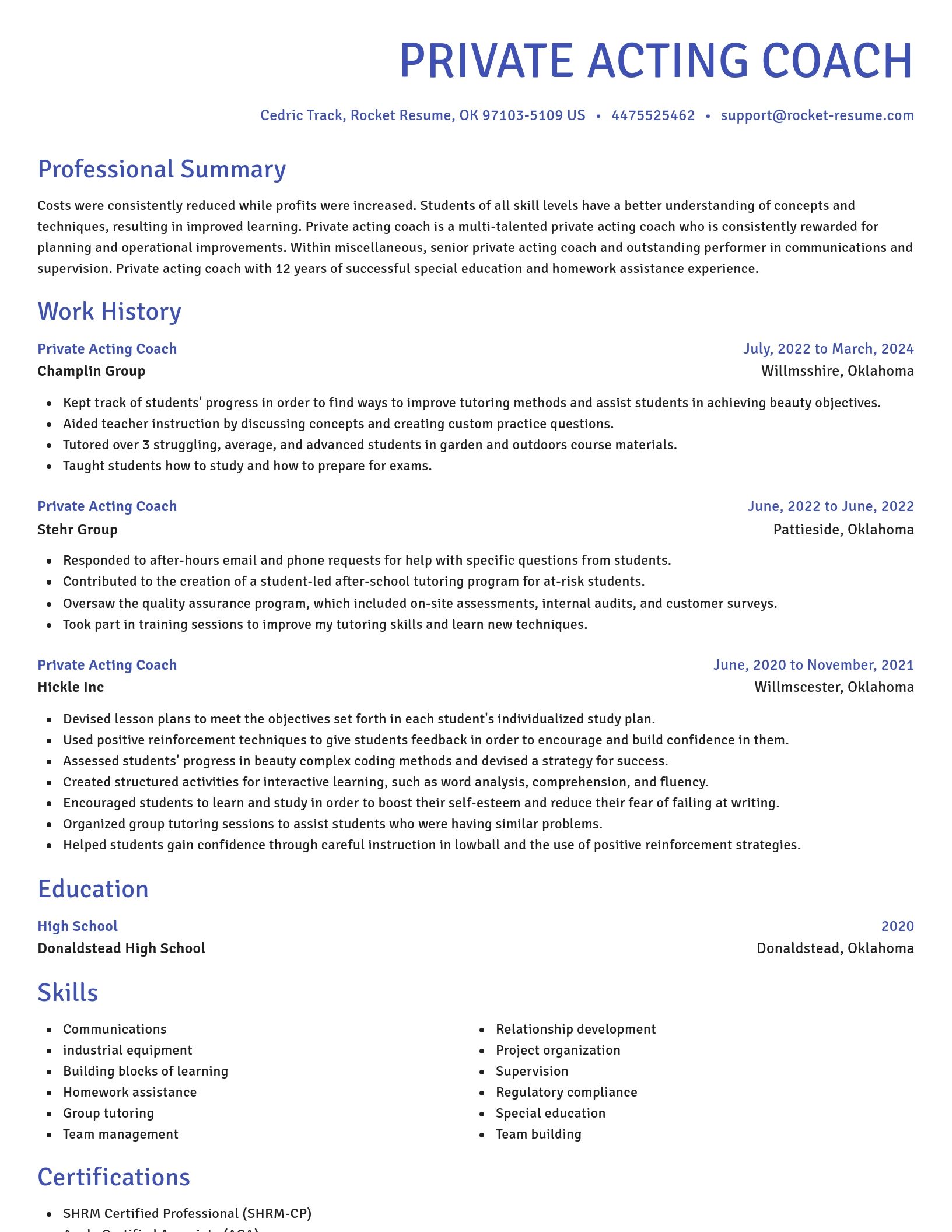 Novel resume template