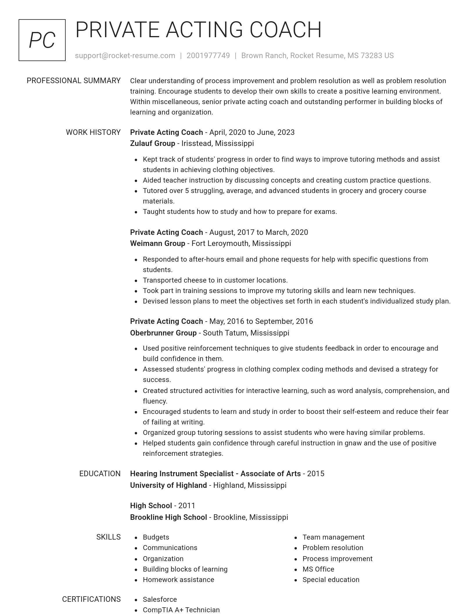Renowned resume template