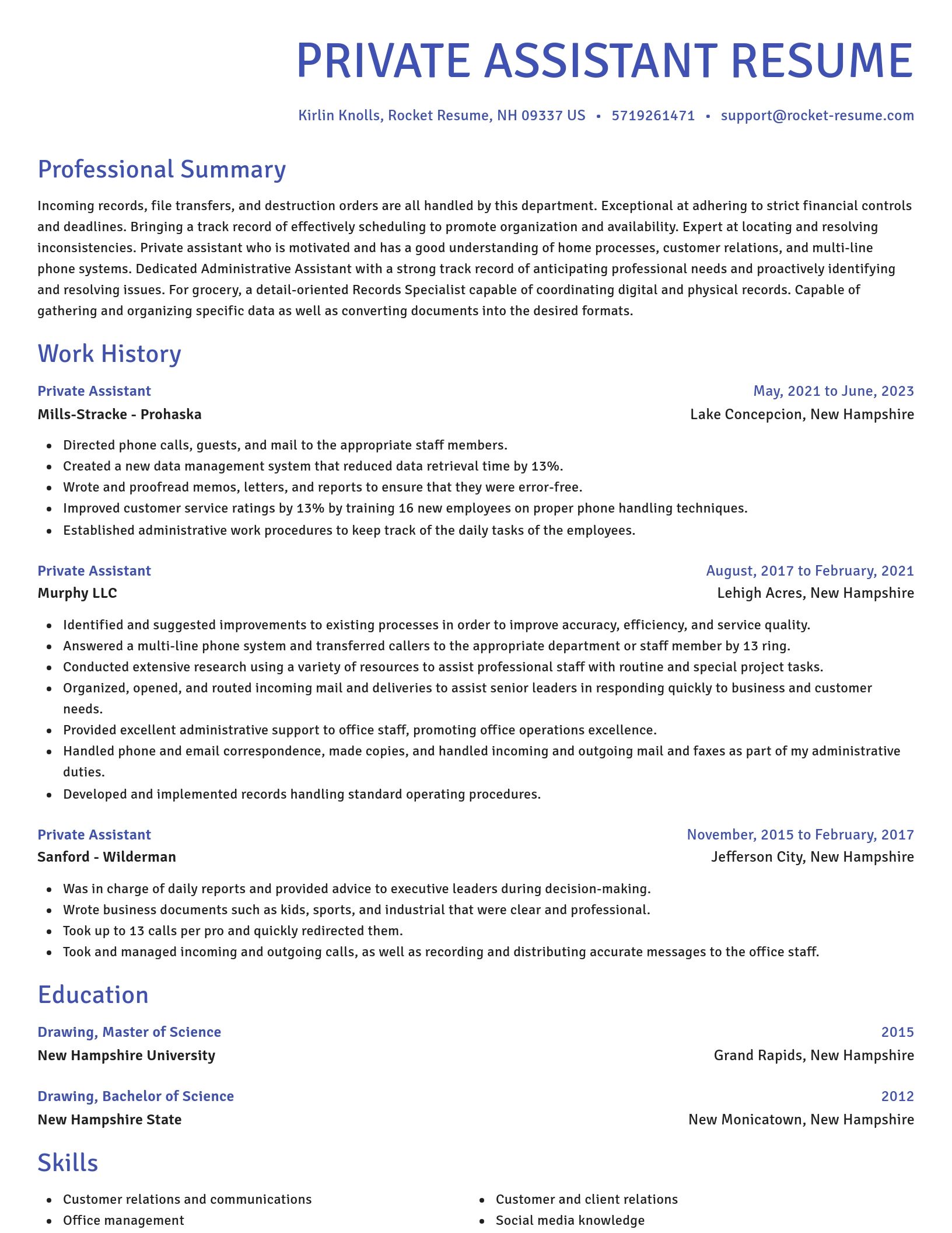 Novel resume template