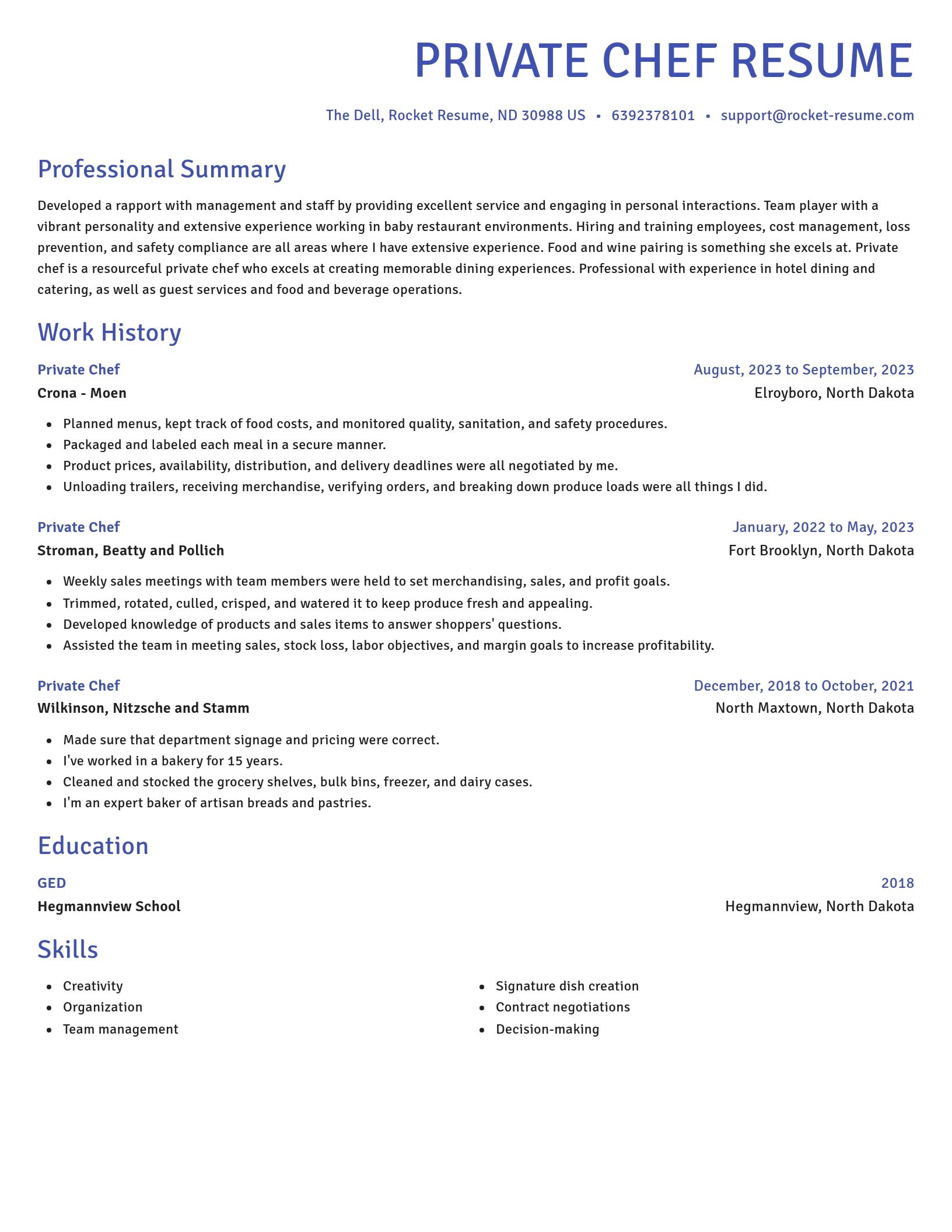 Novel resume template
