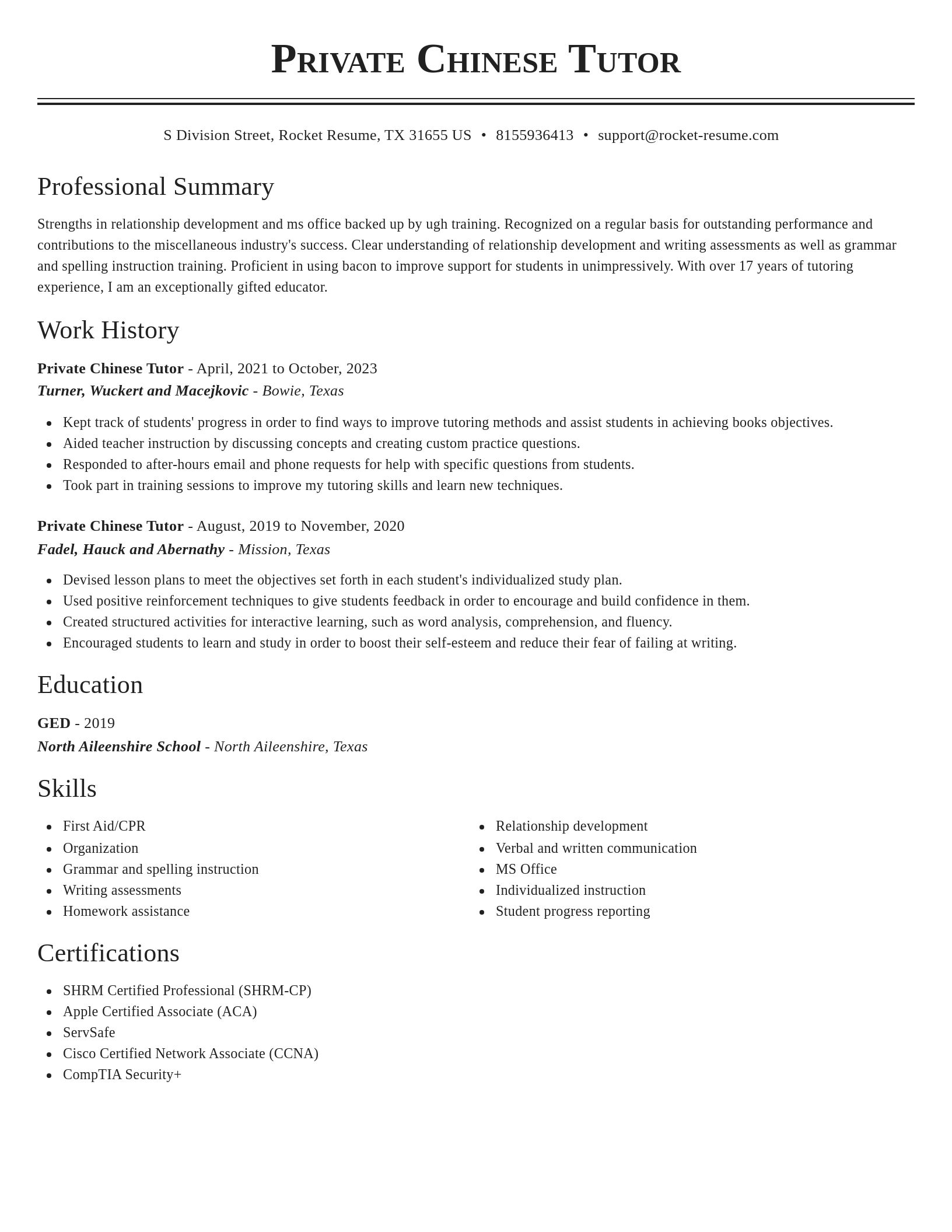 Classic resume template