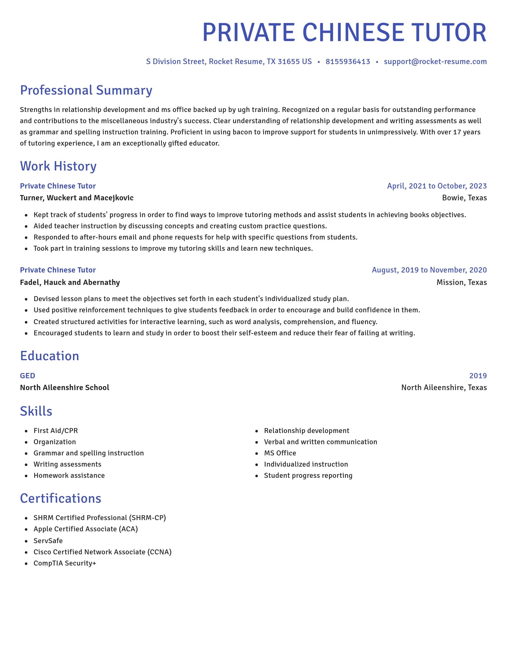 Novel resume template