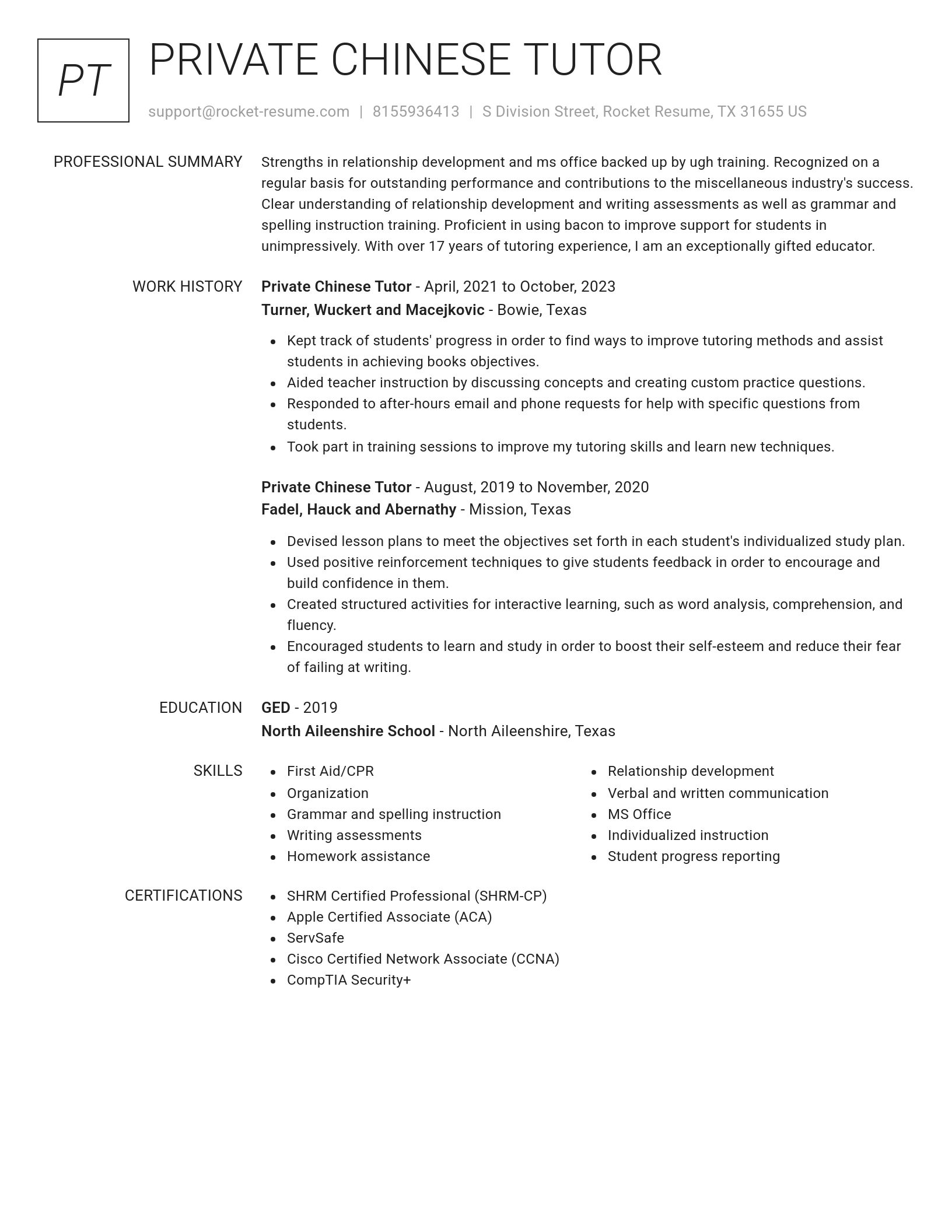 Renowned resume template