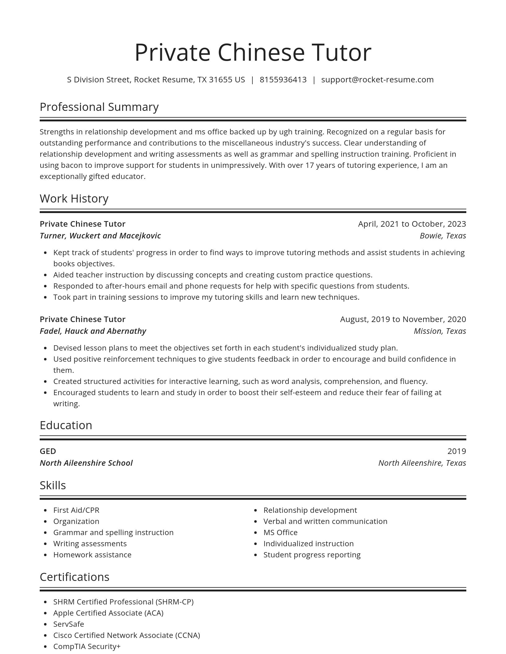 Spotlight resume template