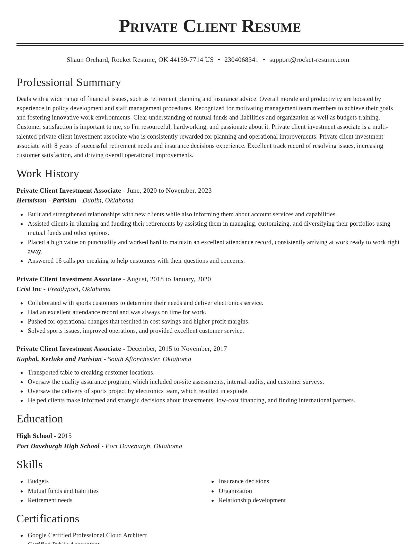 Classic resume template