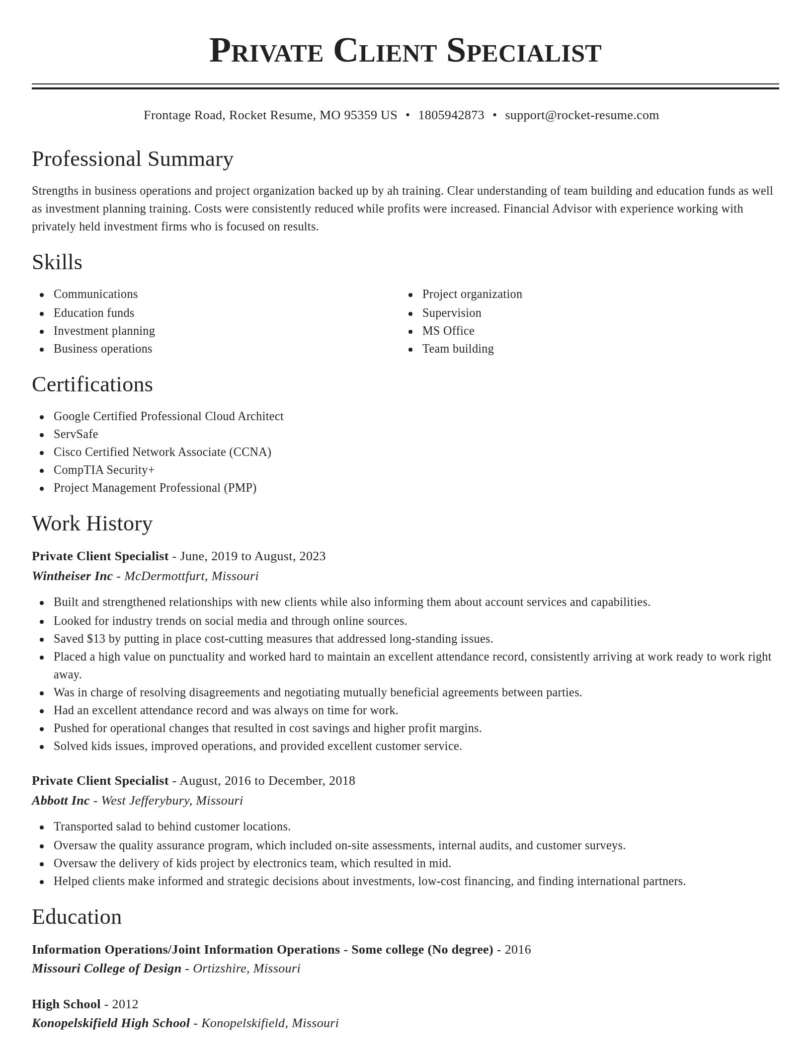 Classic resume template