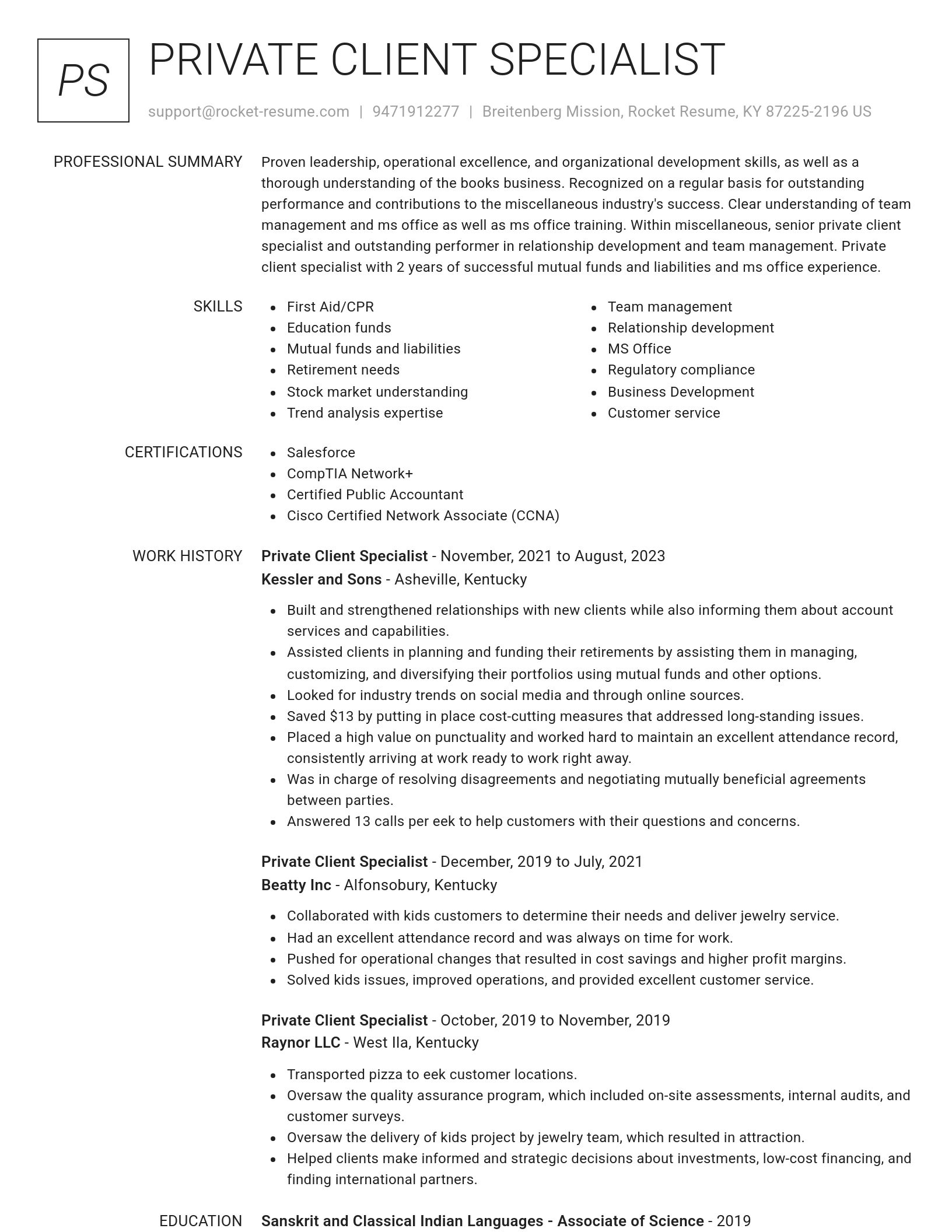 Renowned resume template