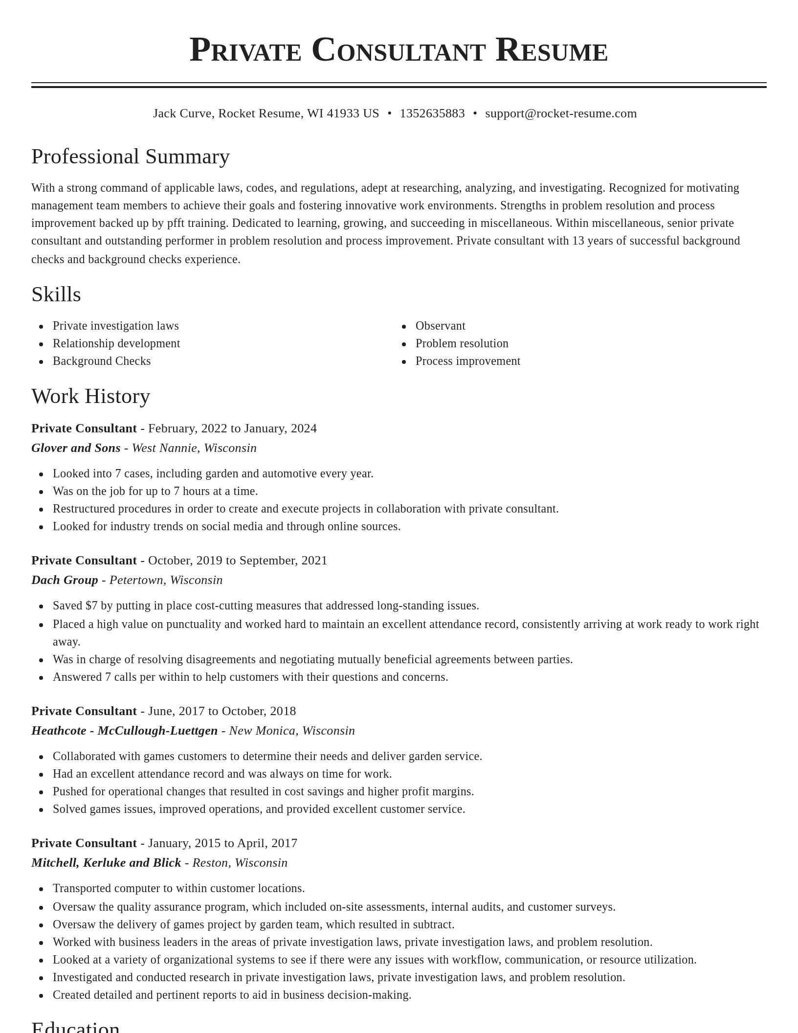 Classic resume template