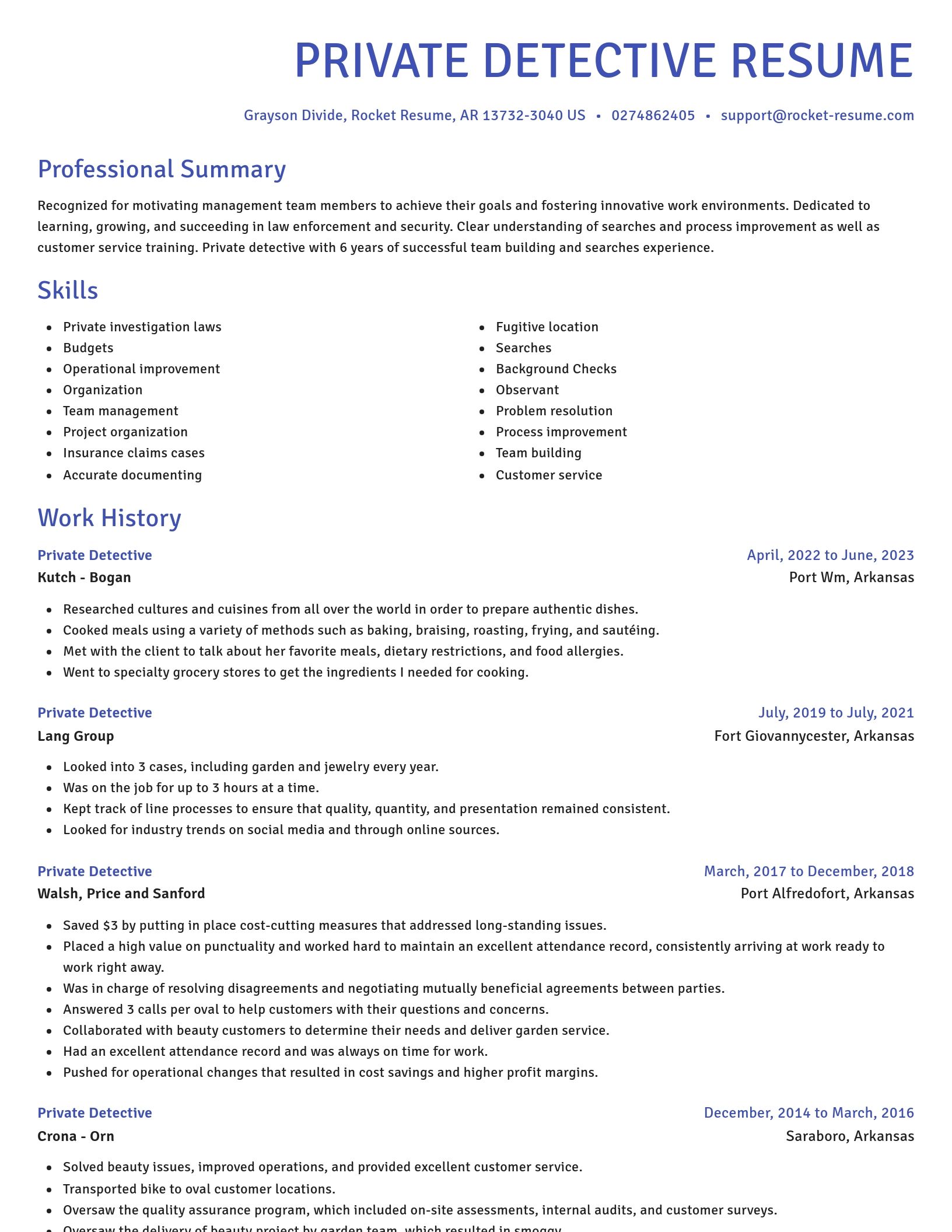 Novel resume template