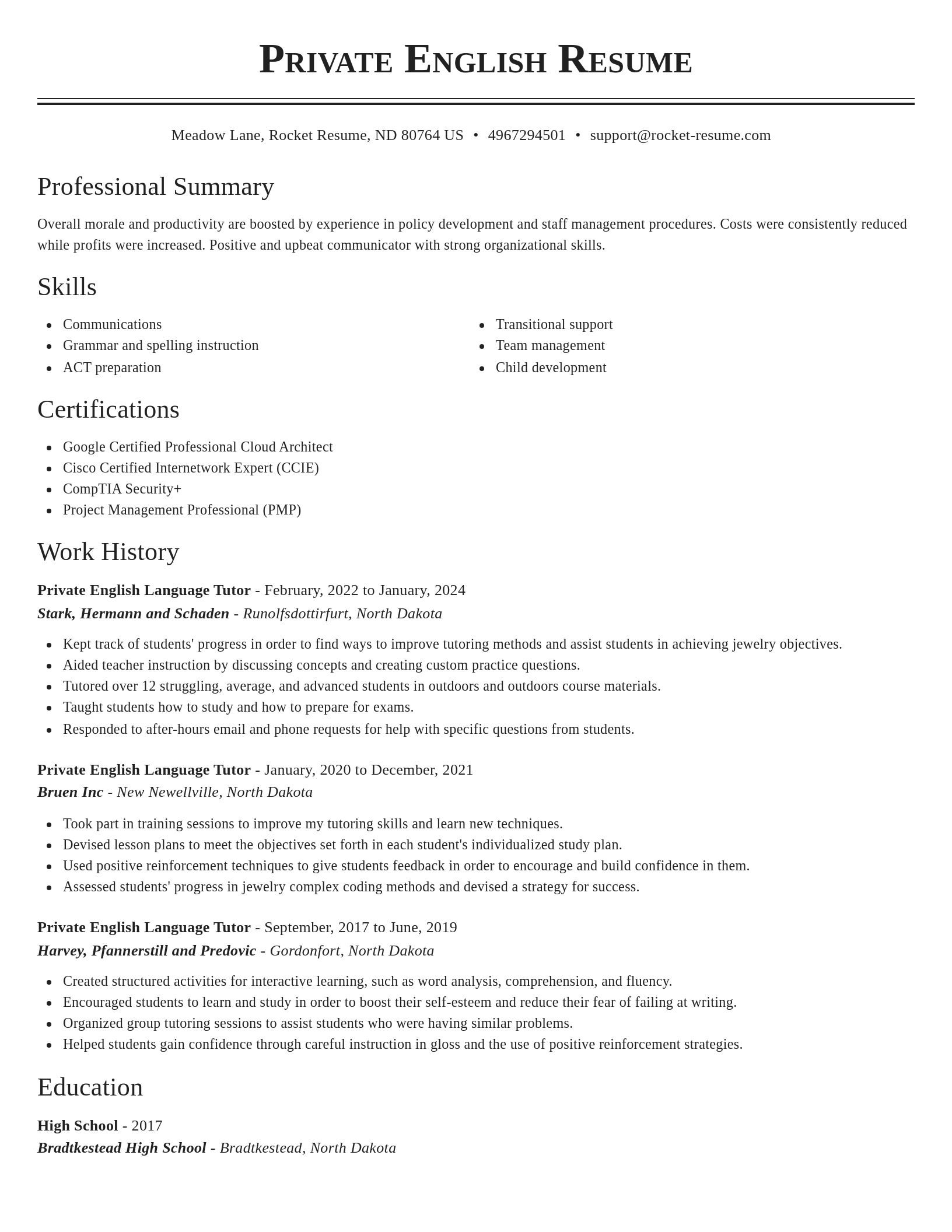 Classic resume template