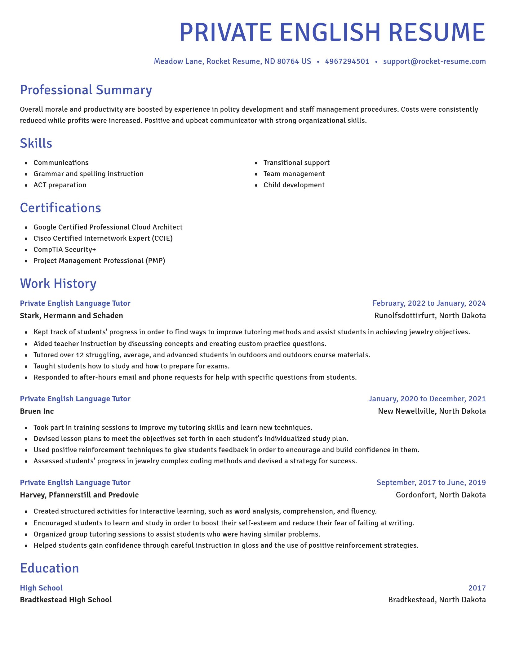 Novel resume template