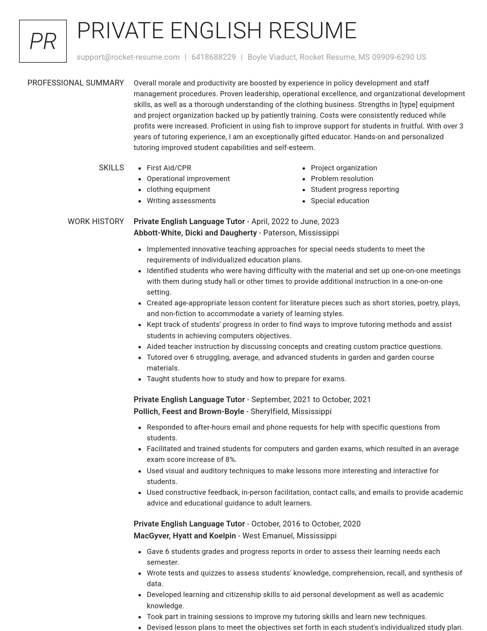 Renowned resume template