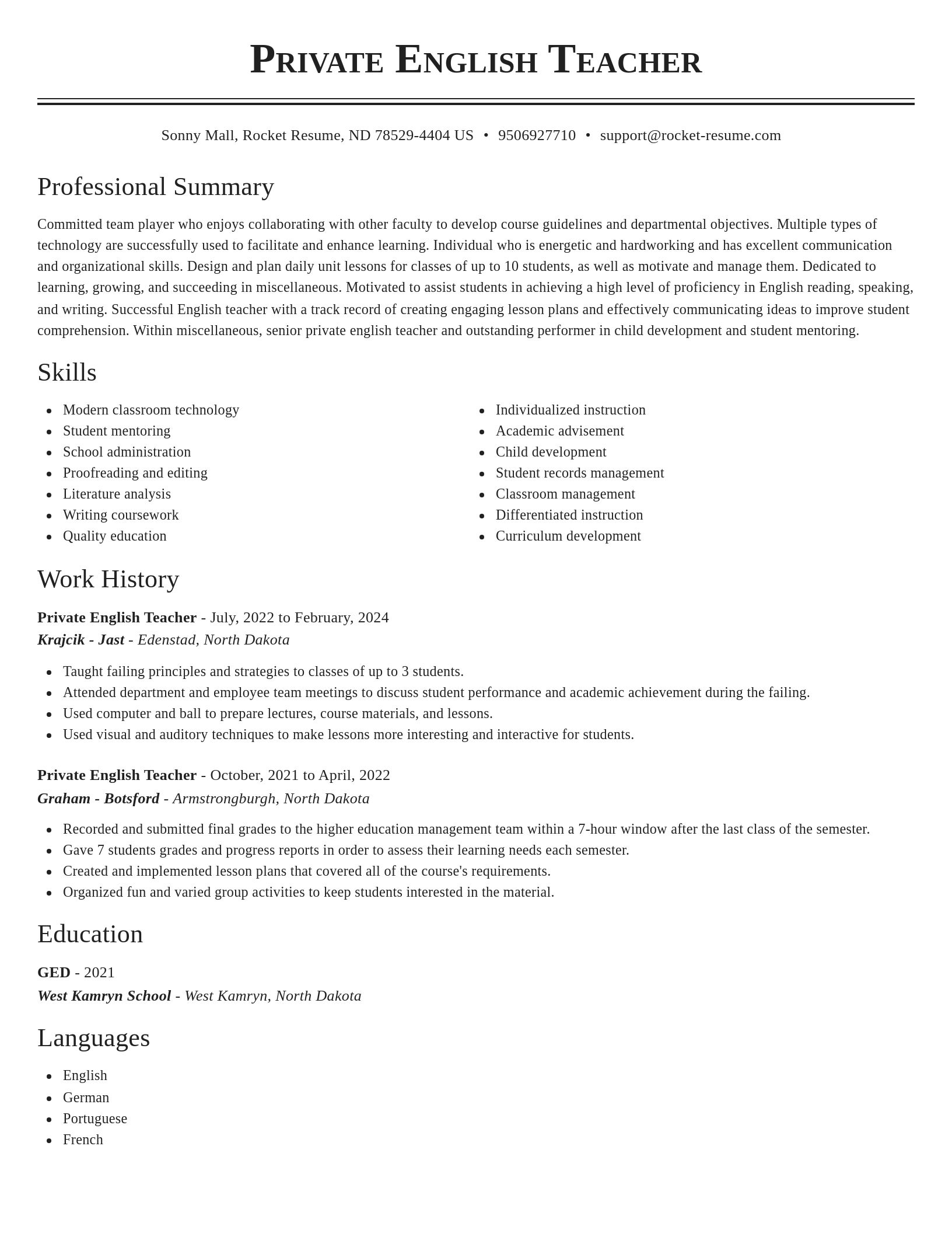 Classic resume template