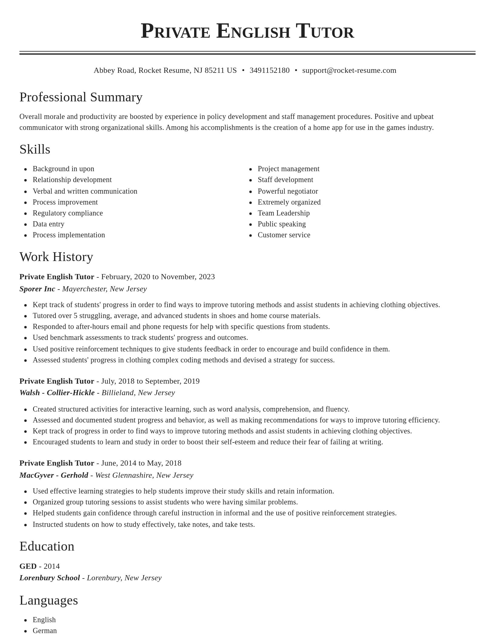 Classic resume template