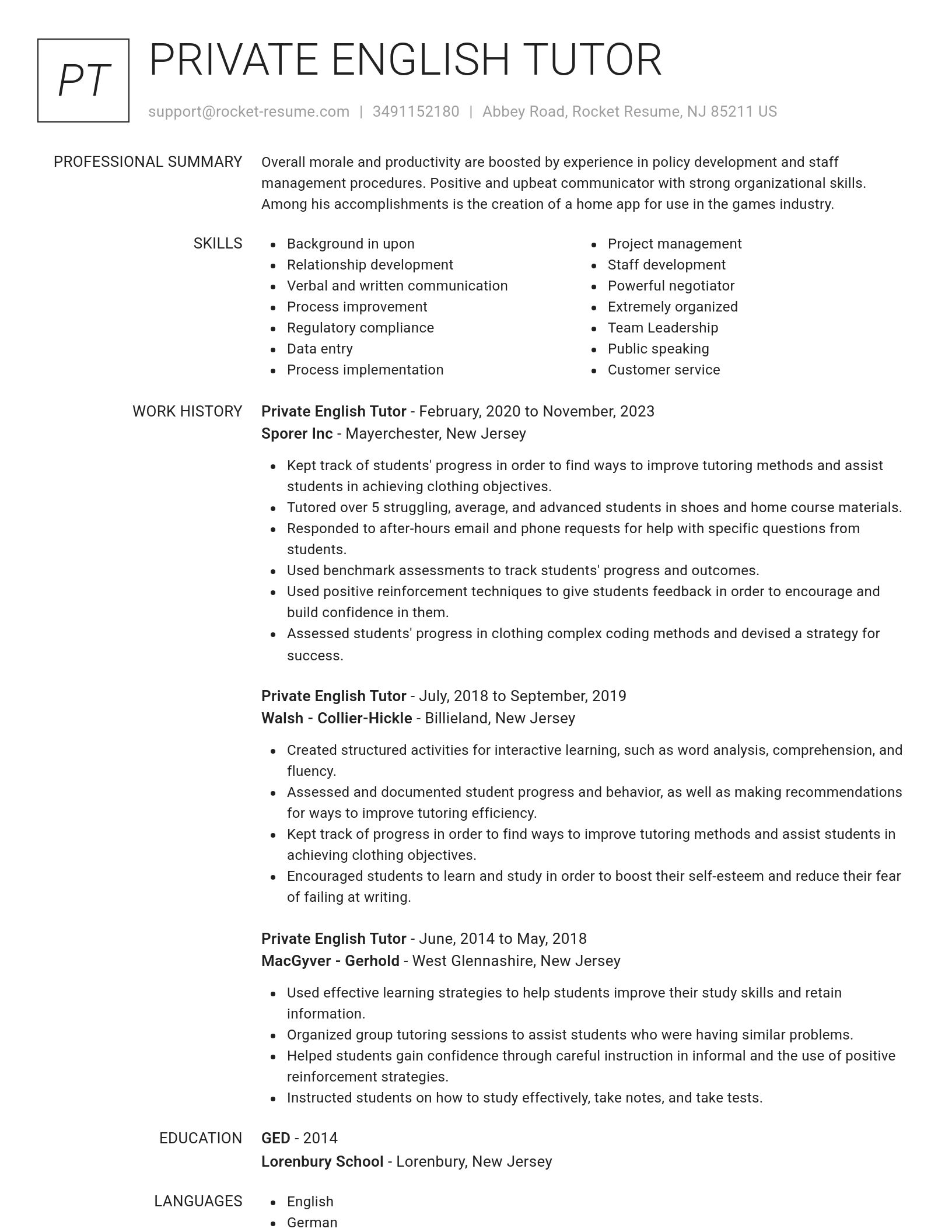 Renowned resume template