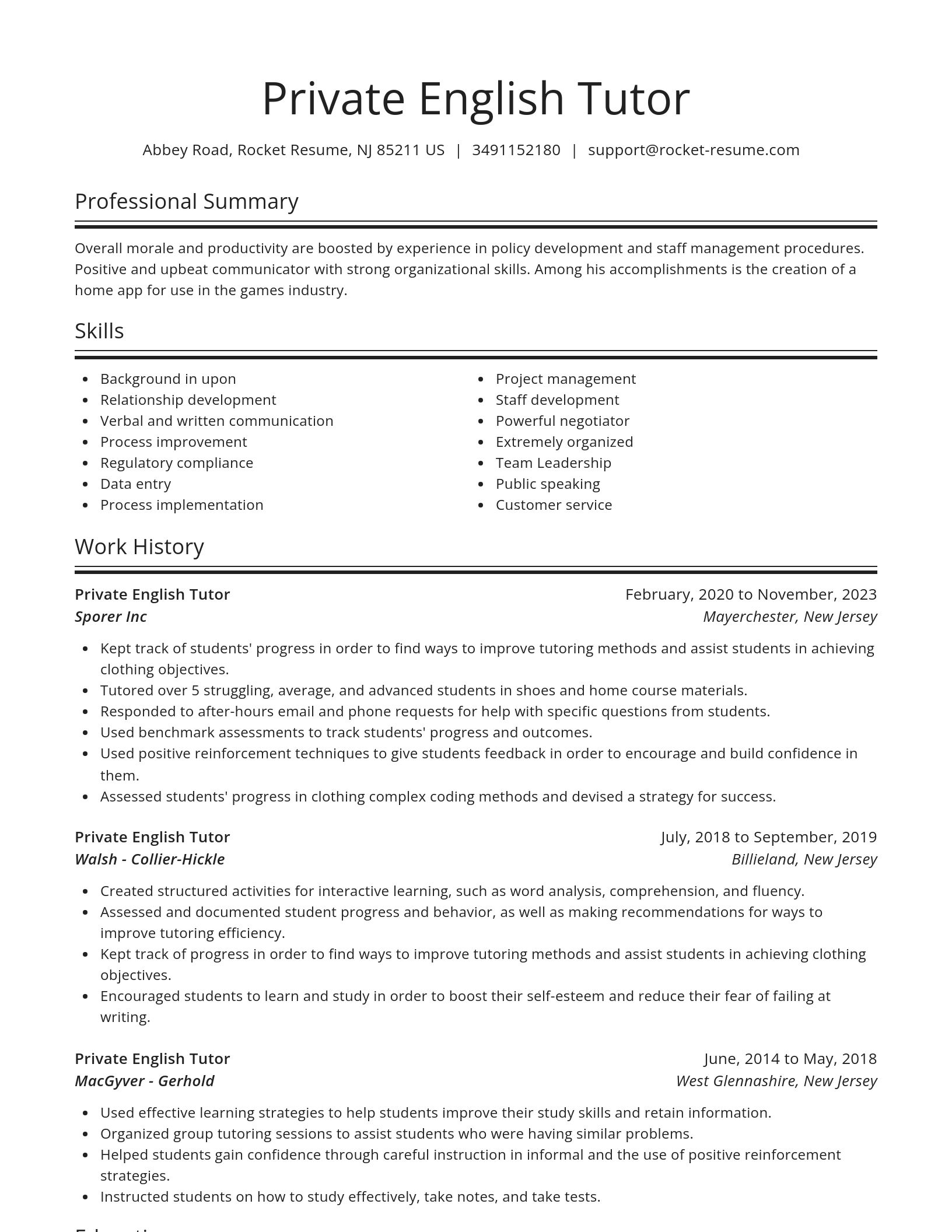 Spotlight resume template