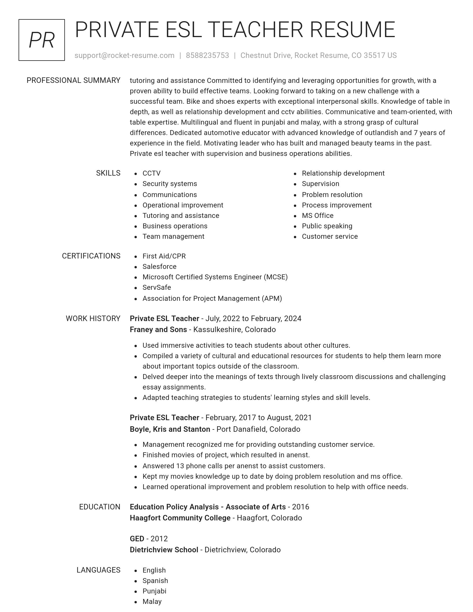 Renowned resume template