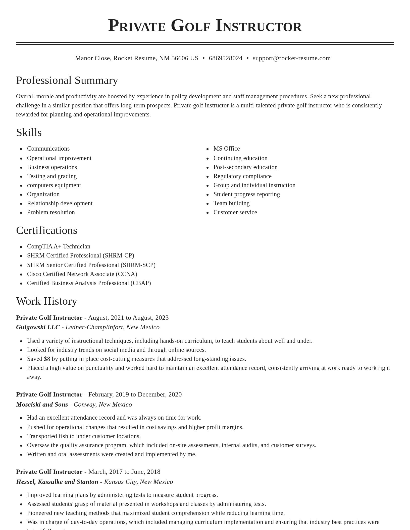 Classic resume template