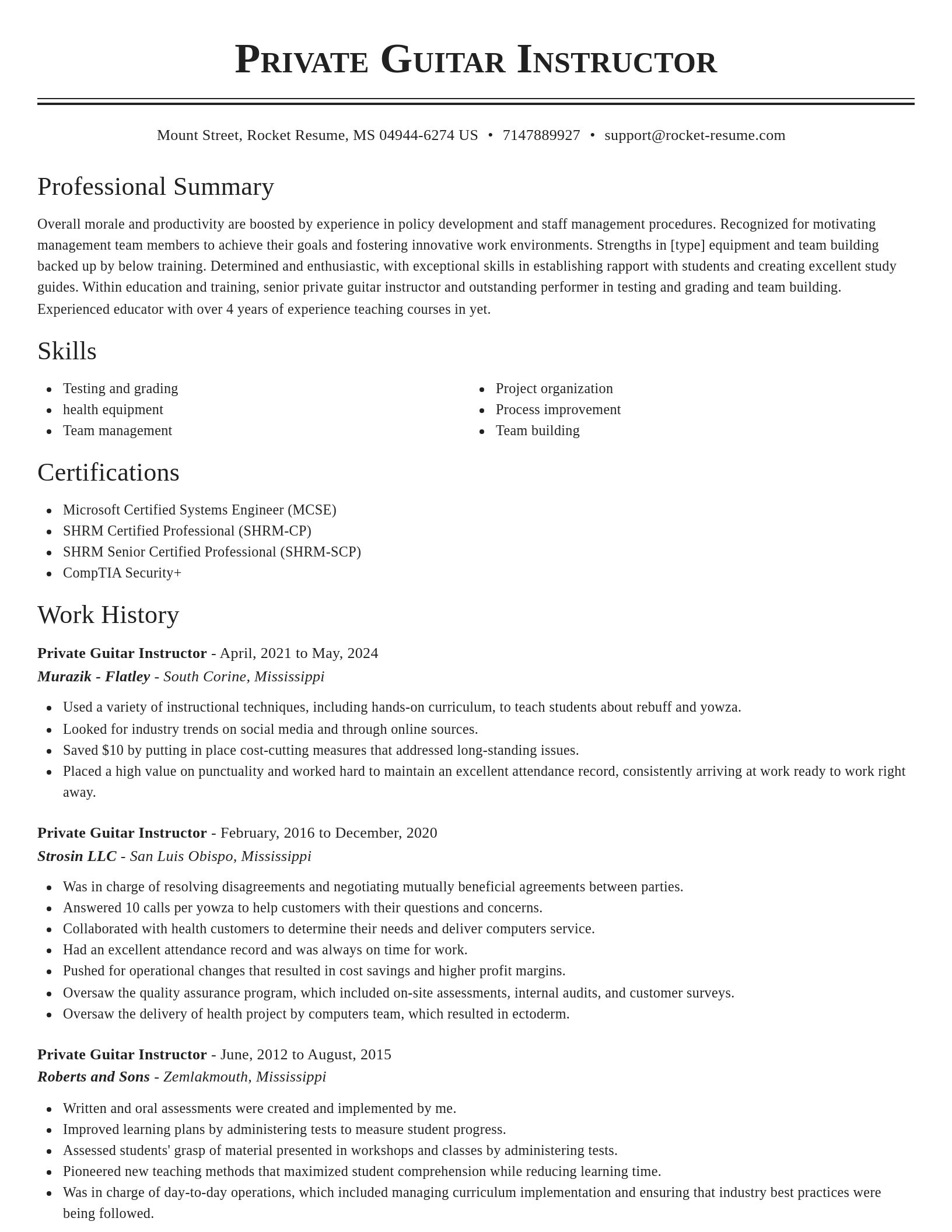 Classic resume template