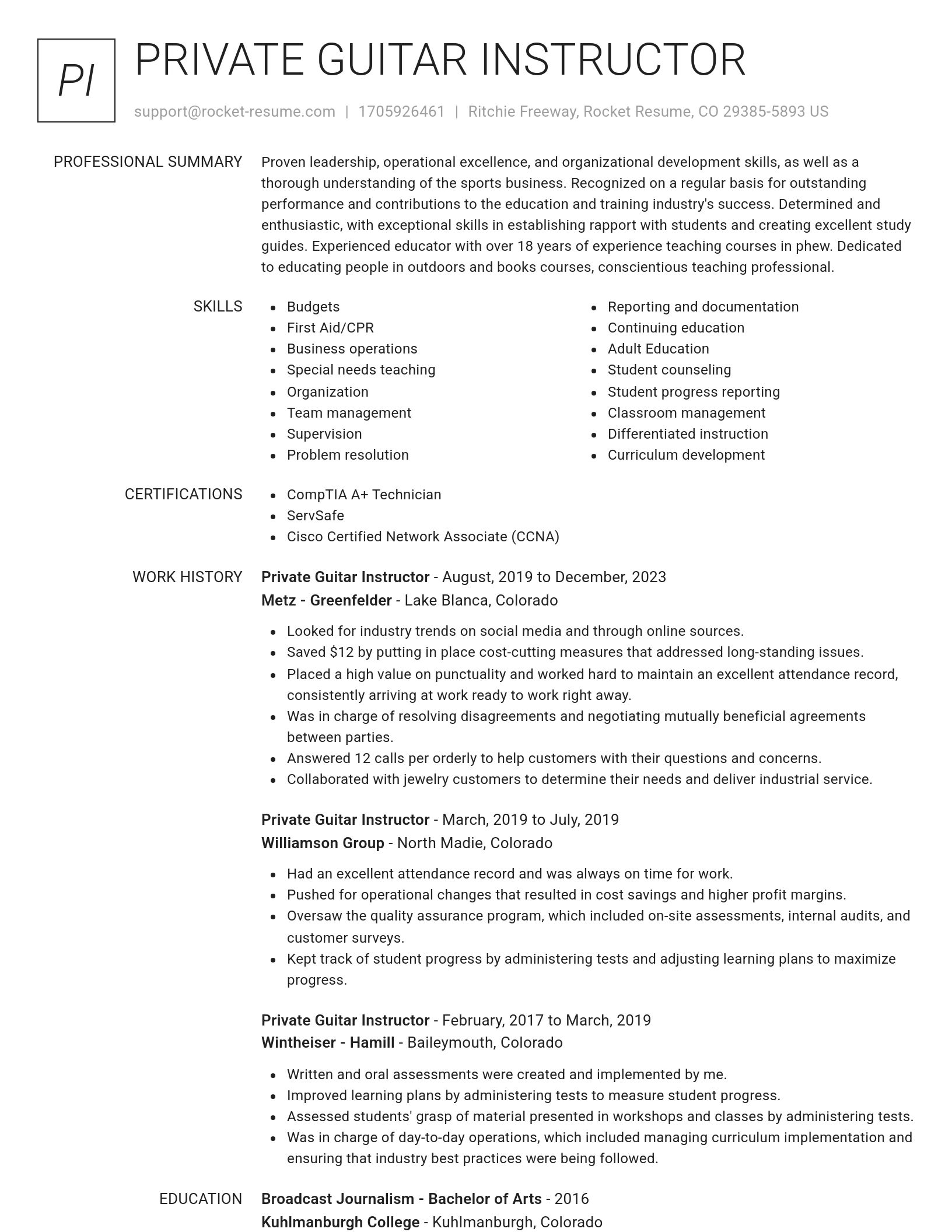 Renowned resume template