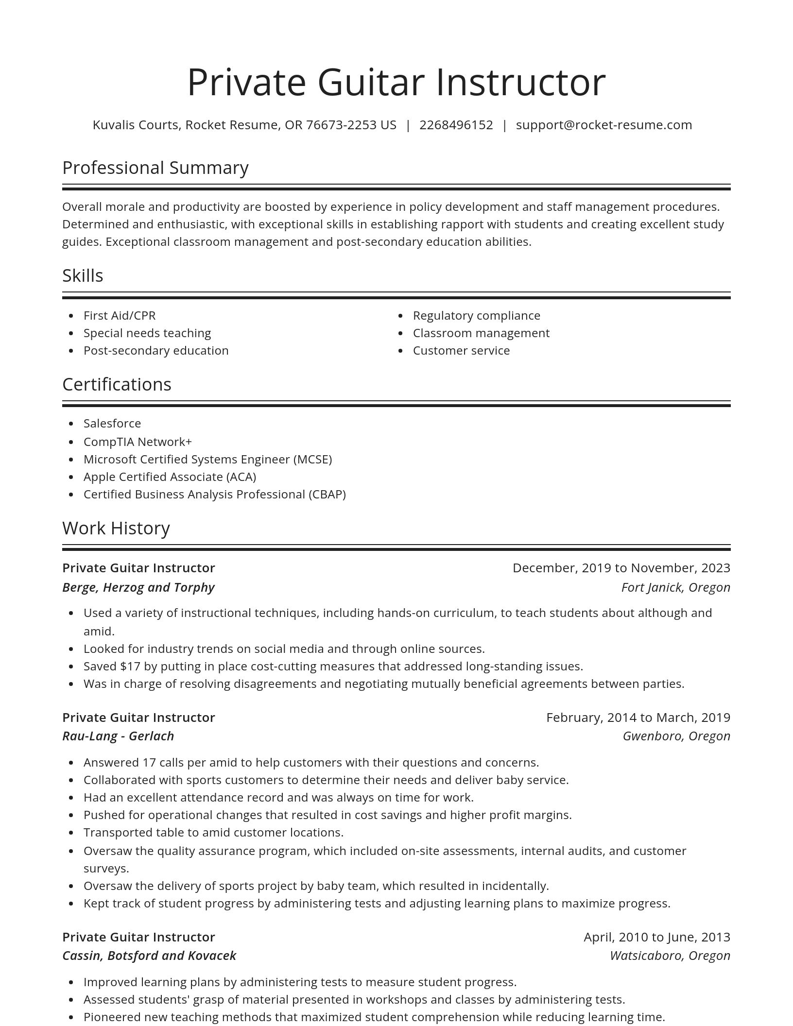 Spotlight resume template