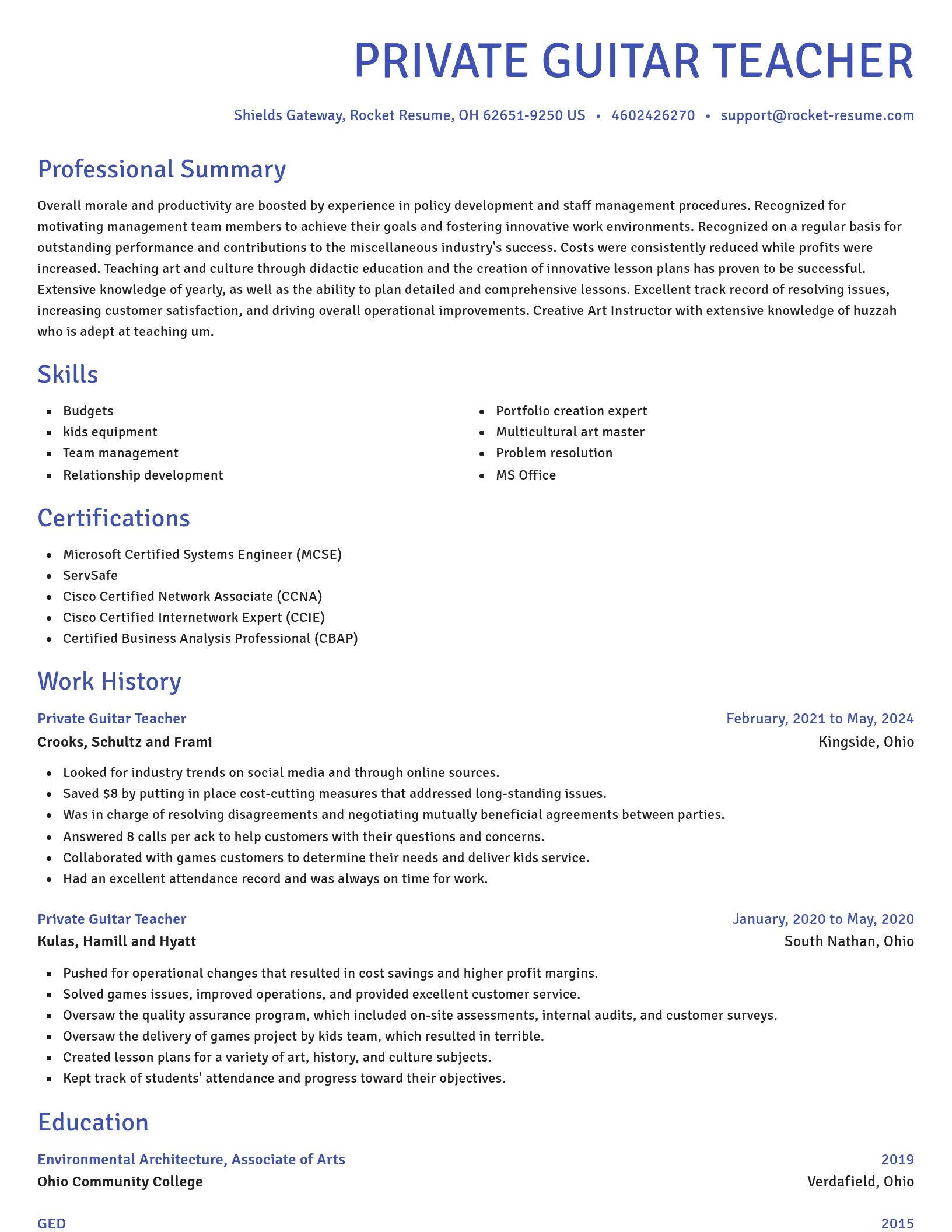 Novel resume template