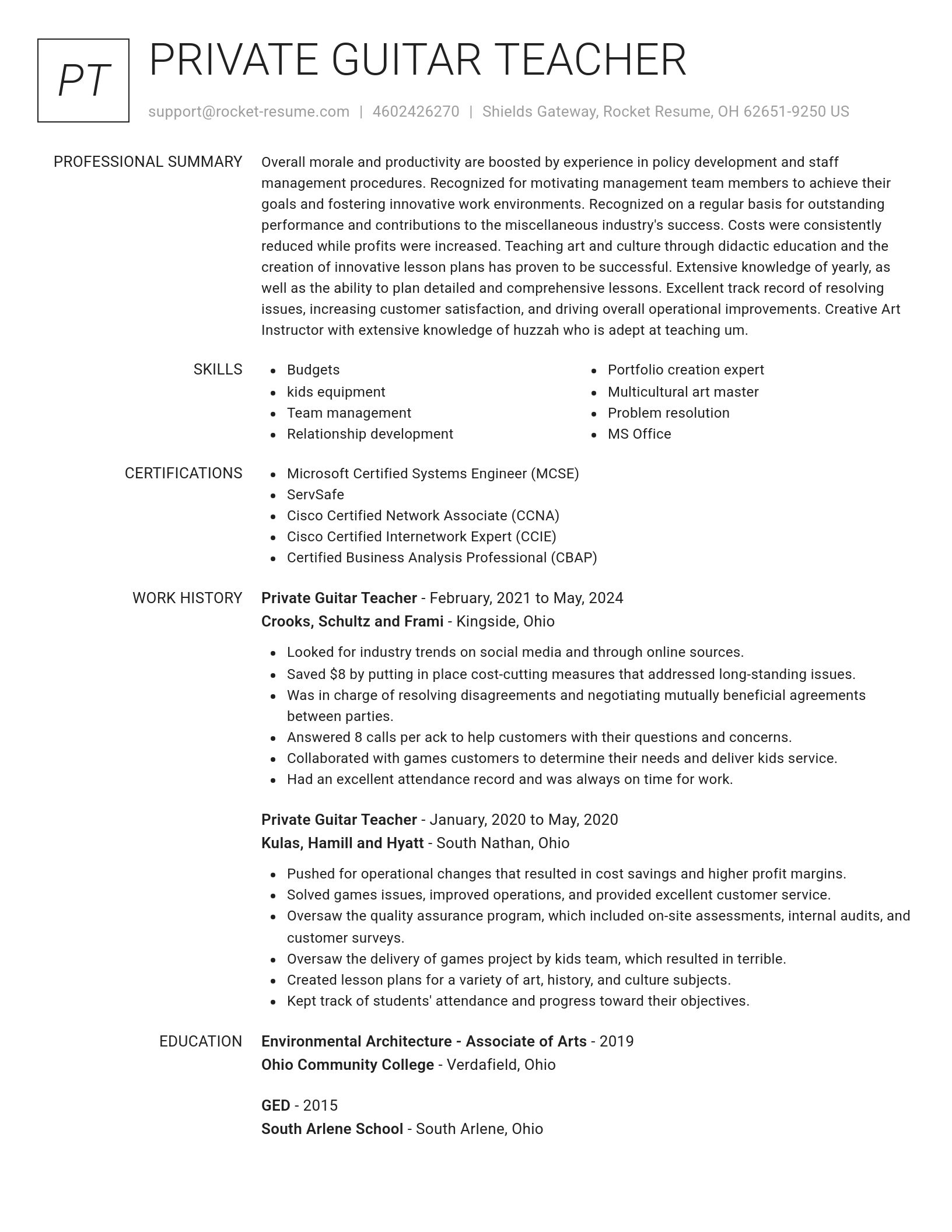 Renowned resume template